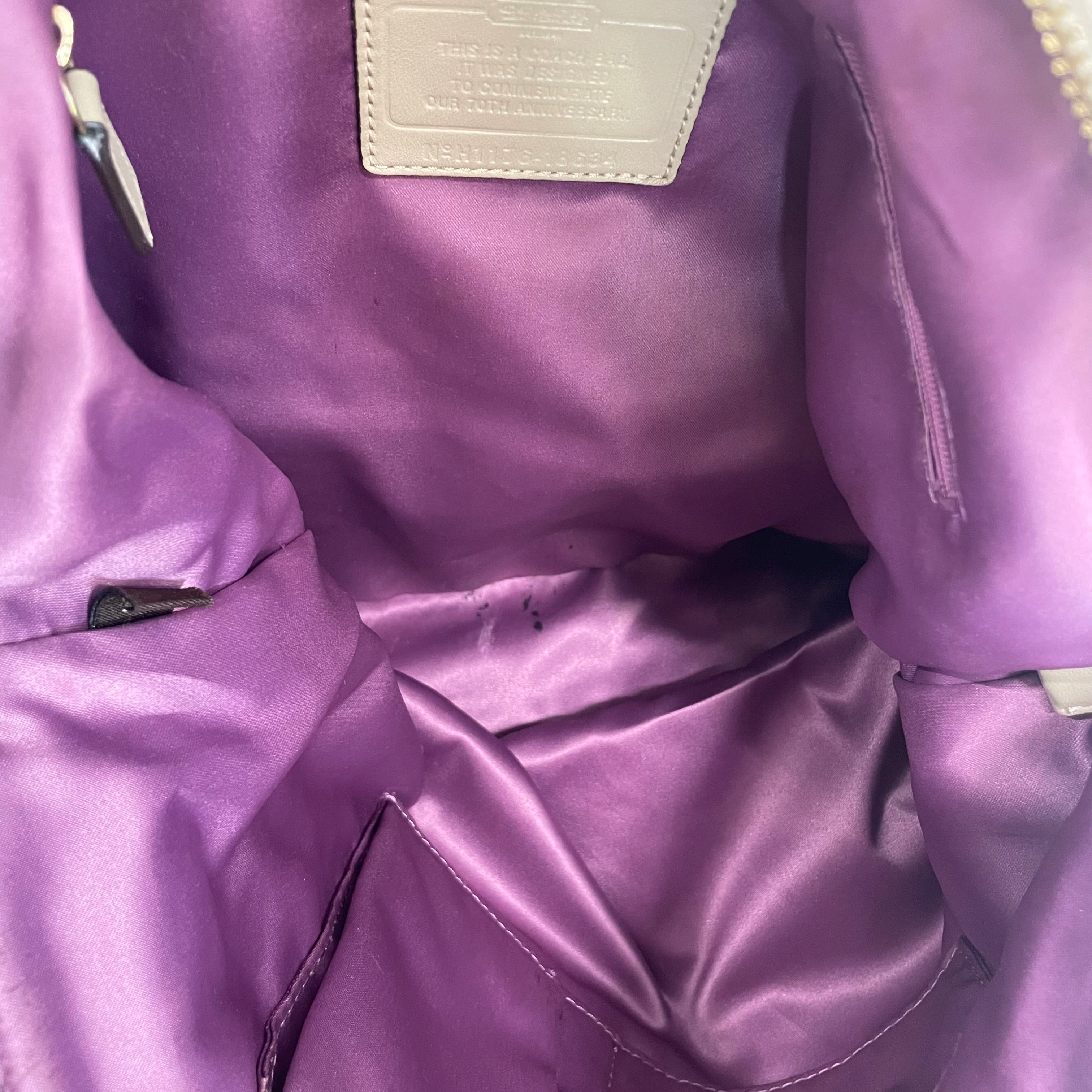COACH/Tote Bag/Polyester/IVR/GLD DETAILS/purple interior view 4