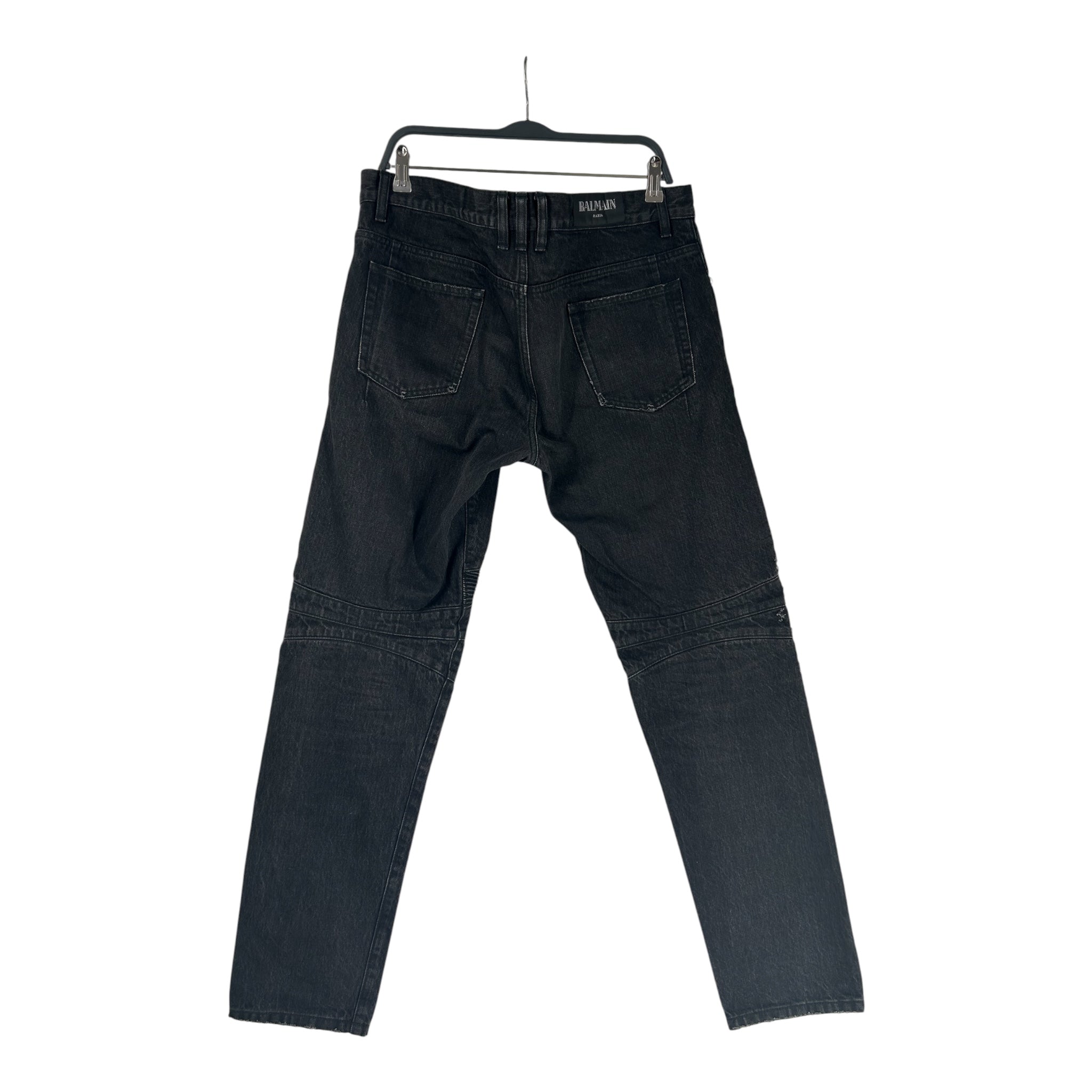BALMAIN/Skinny Pants/33/Cotton/BLK/STRAIGHT BIKER JEANS NEW TAG view 3