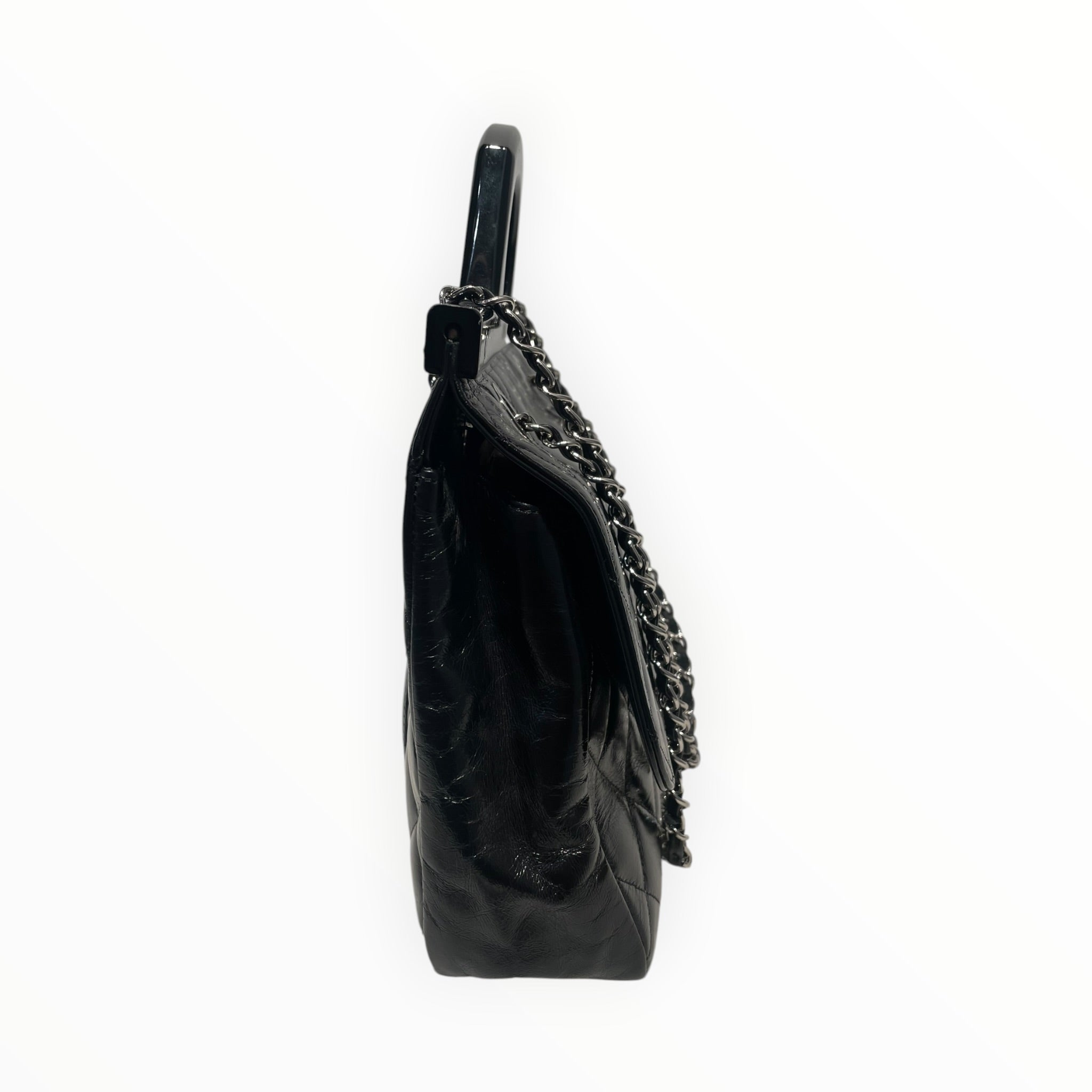CHANEL/Tote Bag/Leather/BLK/cc delivery tote view 6