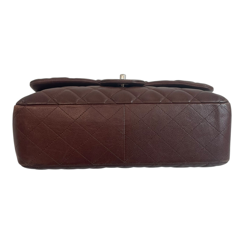 CHANEL/Hand Bag/Leather/BRW/DOUBLE FLAP/QUILTED/CAVIAR