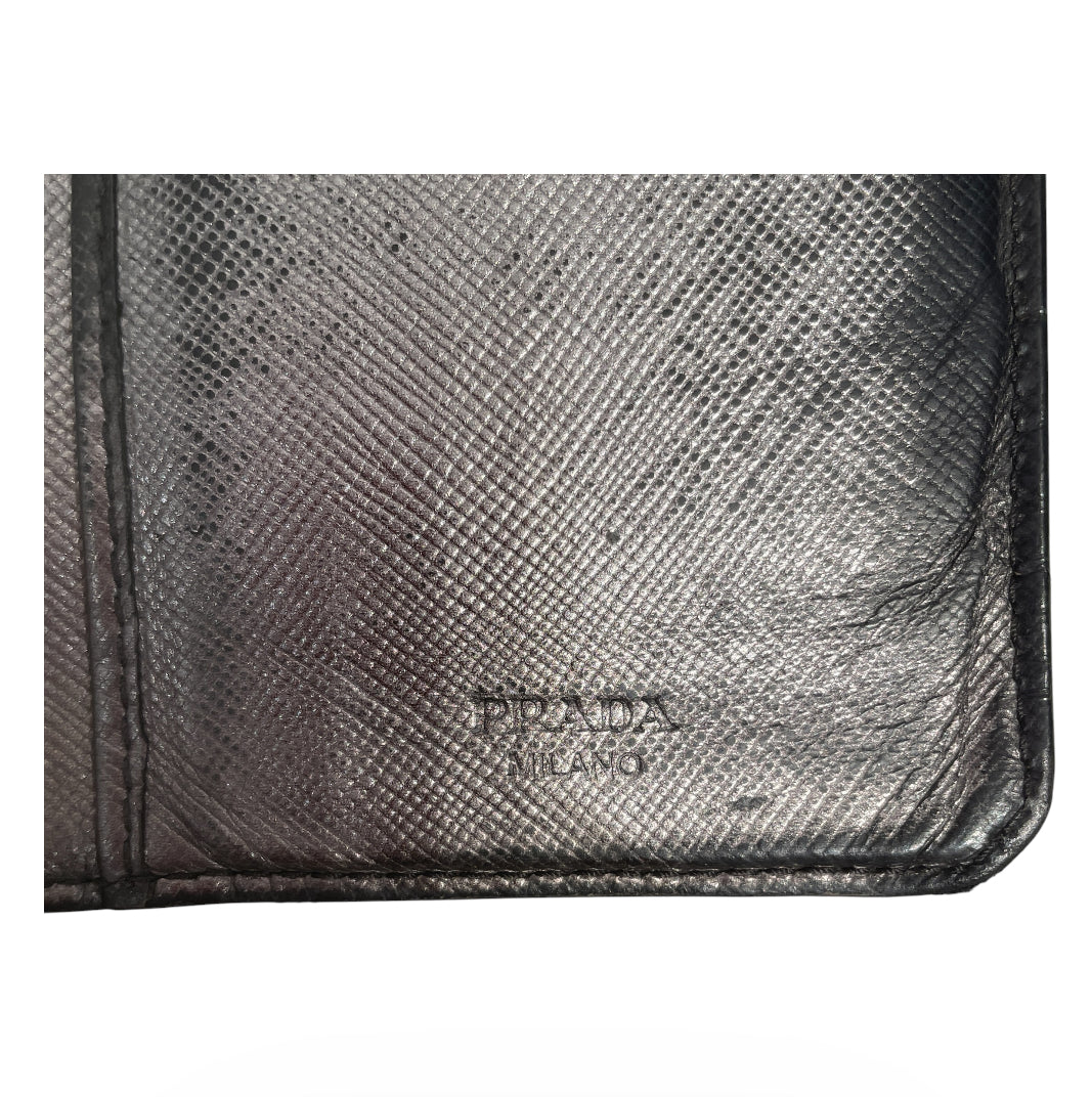 PRADA/Long Wallet/Leather/BLK/M's/METALLIC INNER FLAT WALLET view 4