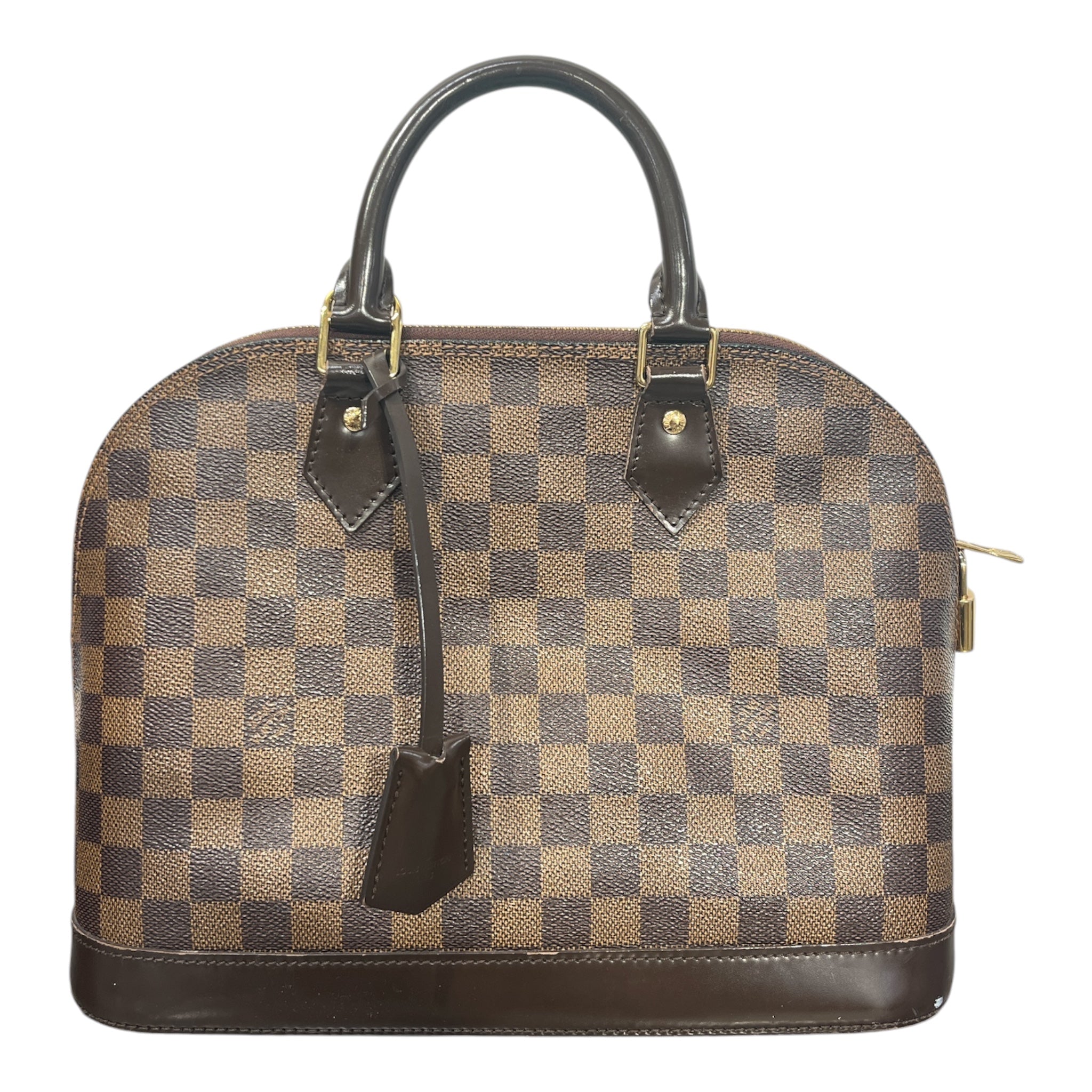 LOUIS VUITTON/Hand Bag/Plaid/Leather/BRW/CHECKERED W/ RED INT view 1