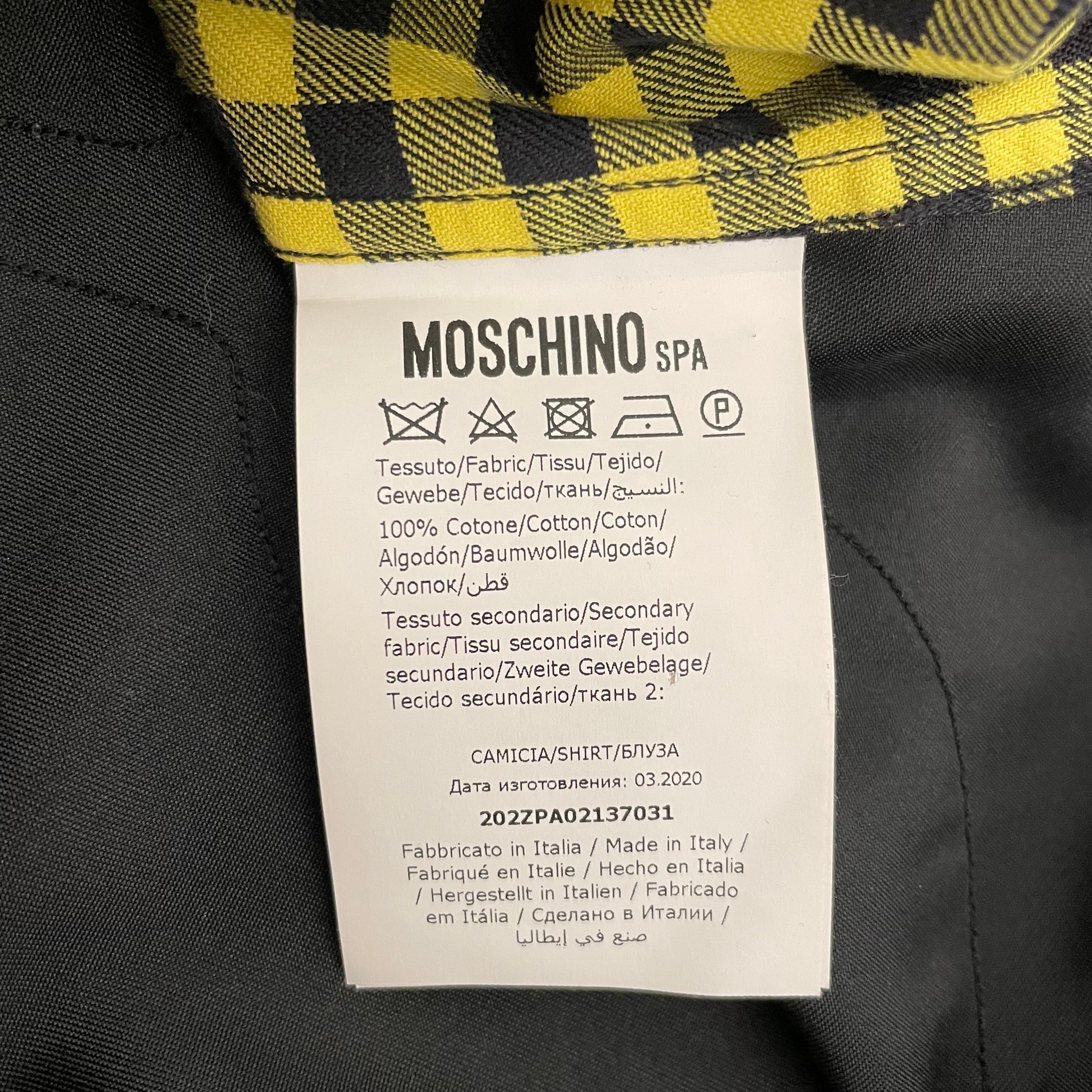 MOSCHINO/LS Shirt/16/Cotton/MLT/Plaid/blk/yellow plaid view 4