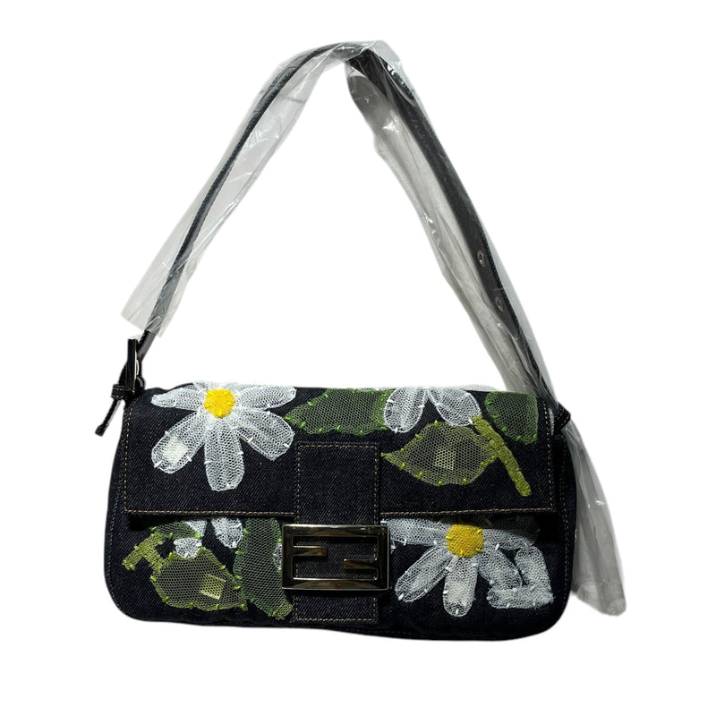 FENDI/Hand Bag/Floral Pattern/Denim/IDG/Mesh Flowers & Sequins