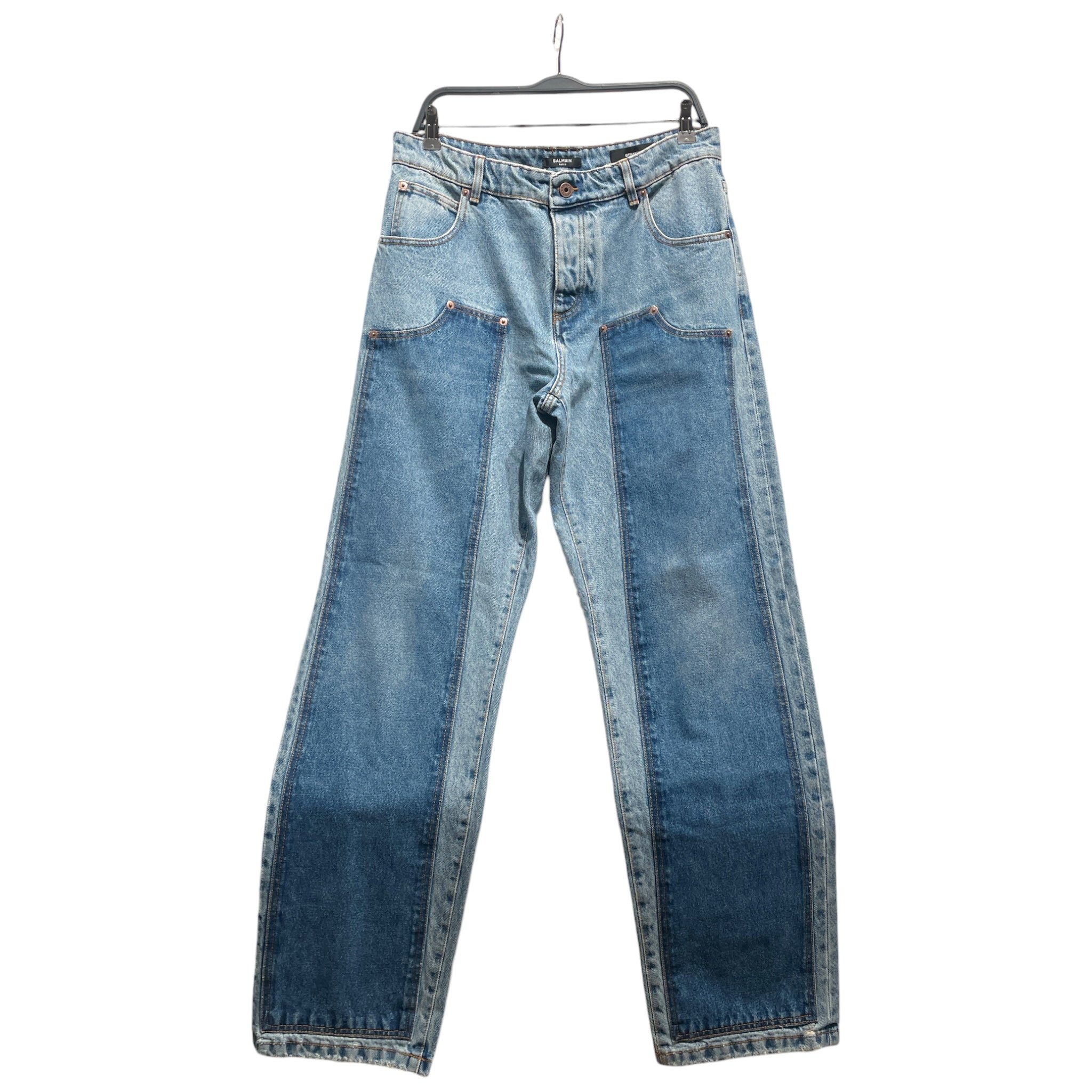 BALMAIN/Pants/32/Cotton/BLU/double knee view 1