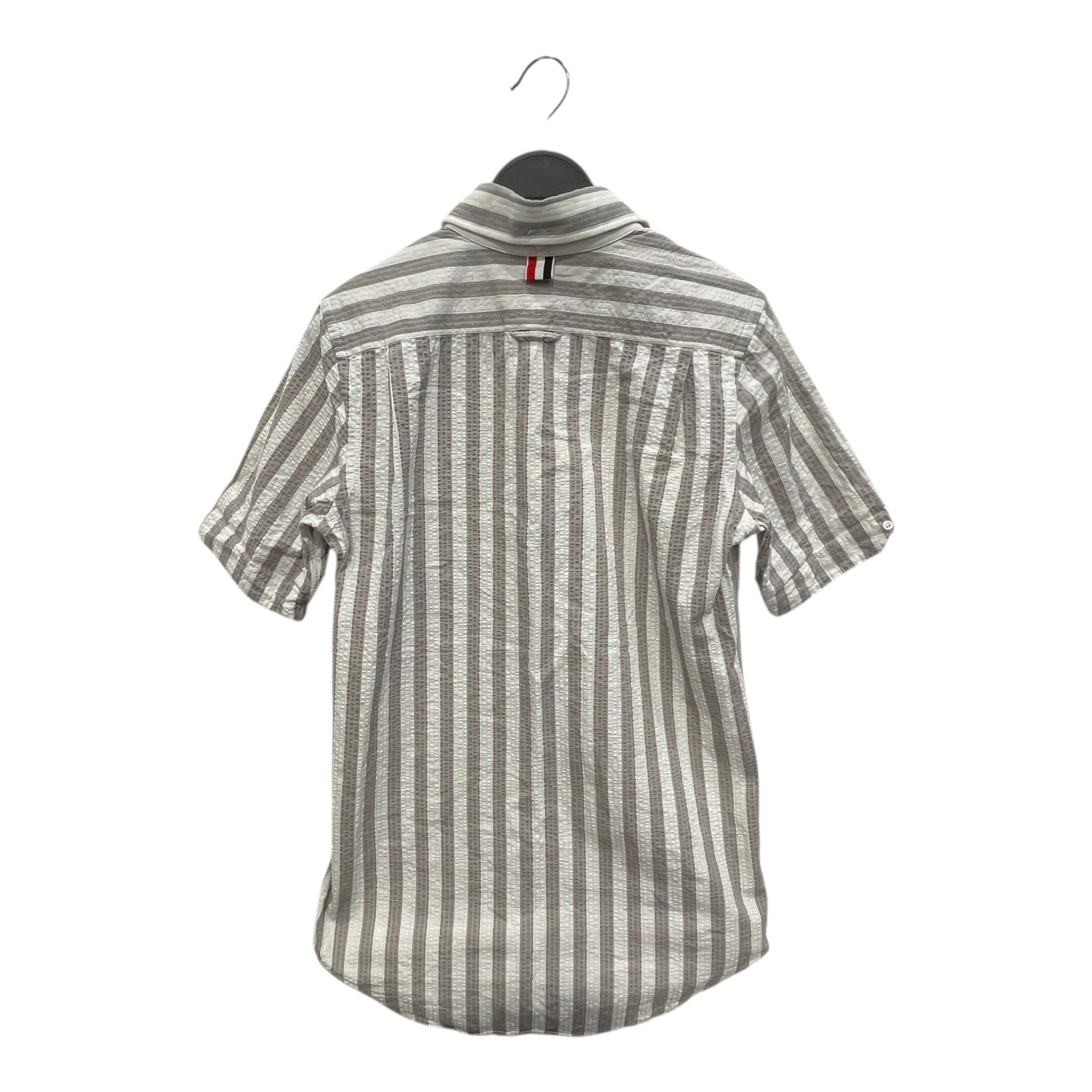 THOM BROWNE. NEW YORK/SS Shirt/42/Cotton/GRY/Stripe/TEXTURED BUTTON UP view 2