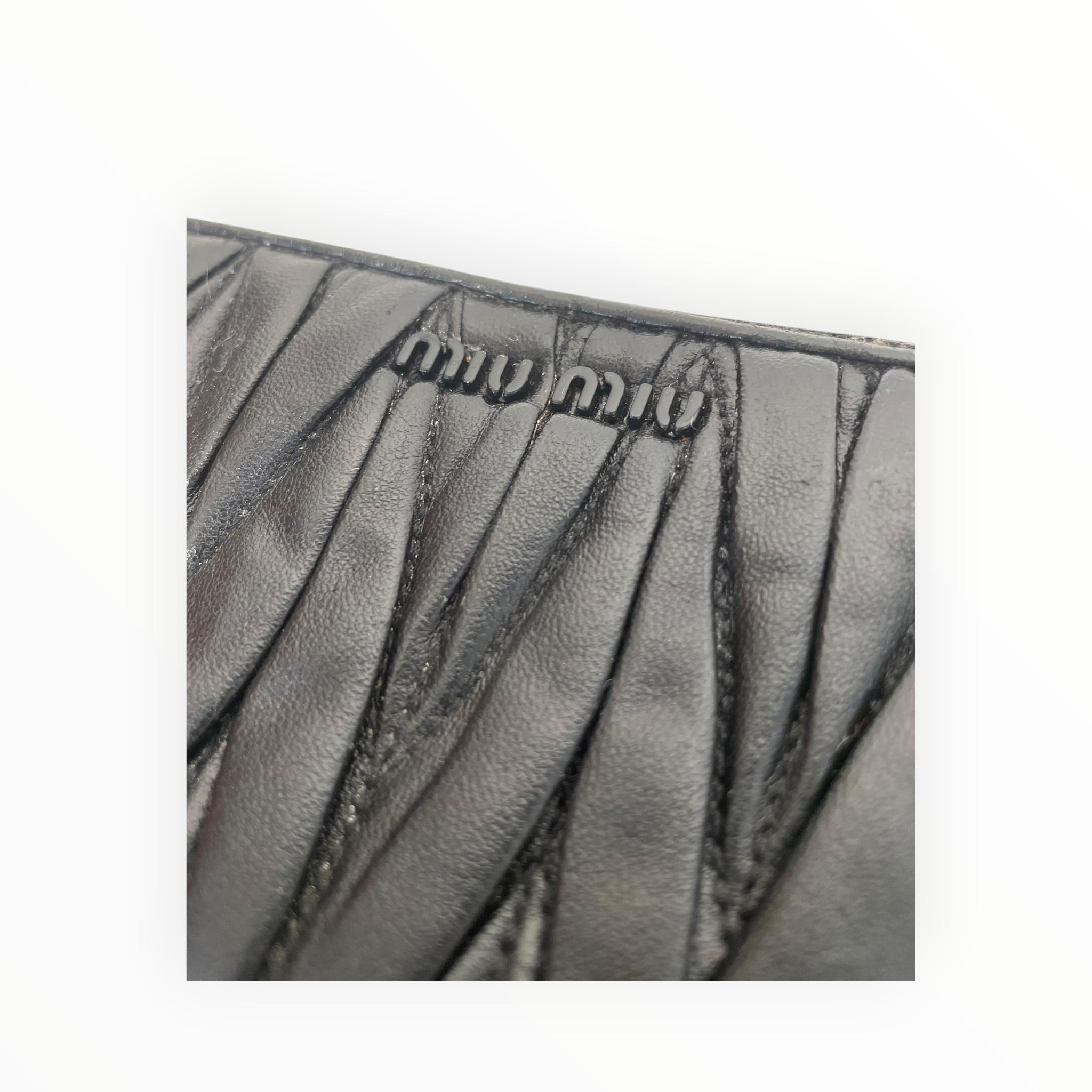 MIU MIU/Long Wallet/Leather/BLK/Matelasse zip wallet view 5