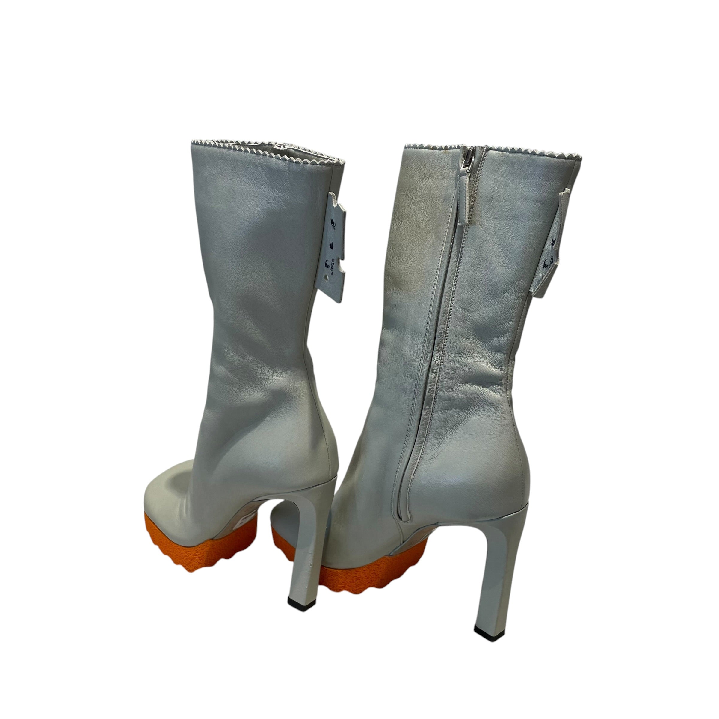 OFF-WHITE/Rain Boots/US 5/Leather/GRY/NAPPA SPONGE ANKLE BOOTS view 2