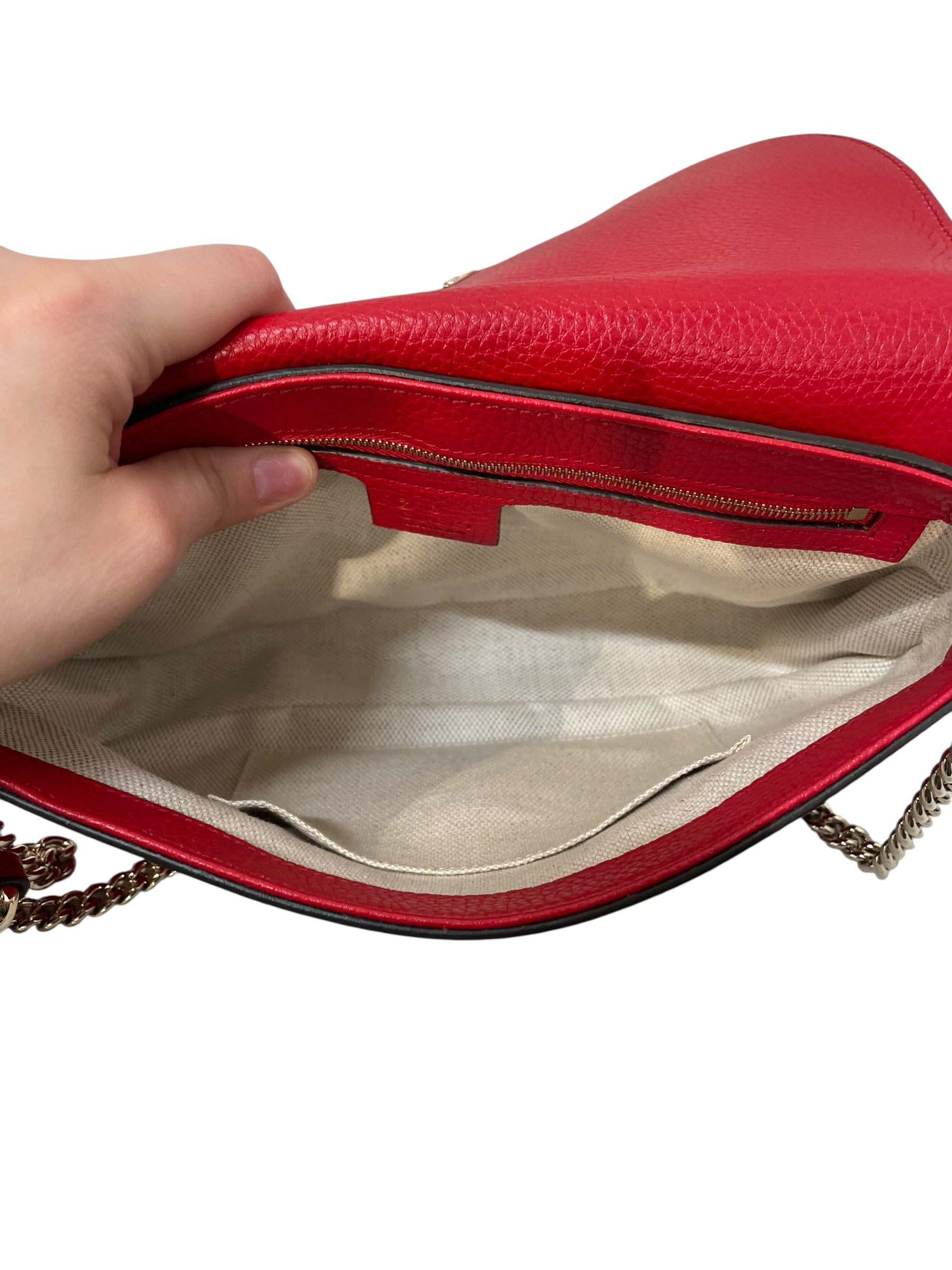 GUCCI/Cross Body Bag/Leather/RED/SOHO FLAP GOLD CHAIN view 4