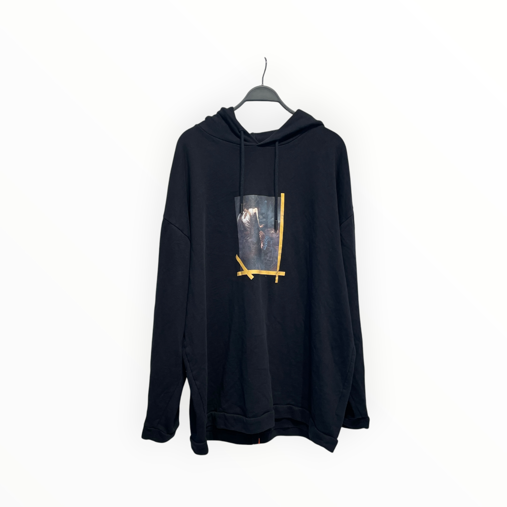 OFF-WHITE/Hoodie/XL/Graphic/Cotton/Black/YELLOW TAPE PAINTING view 1