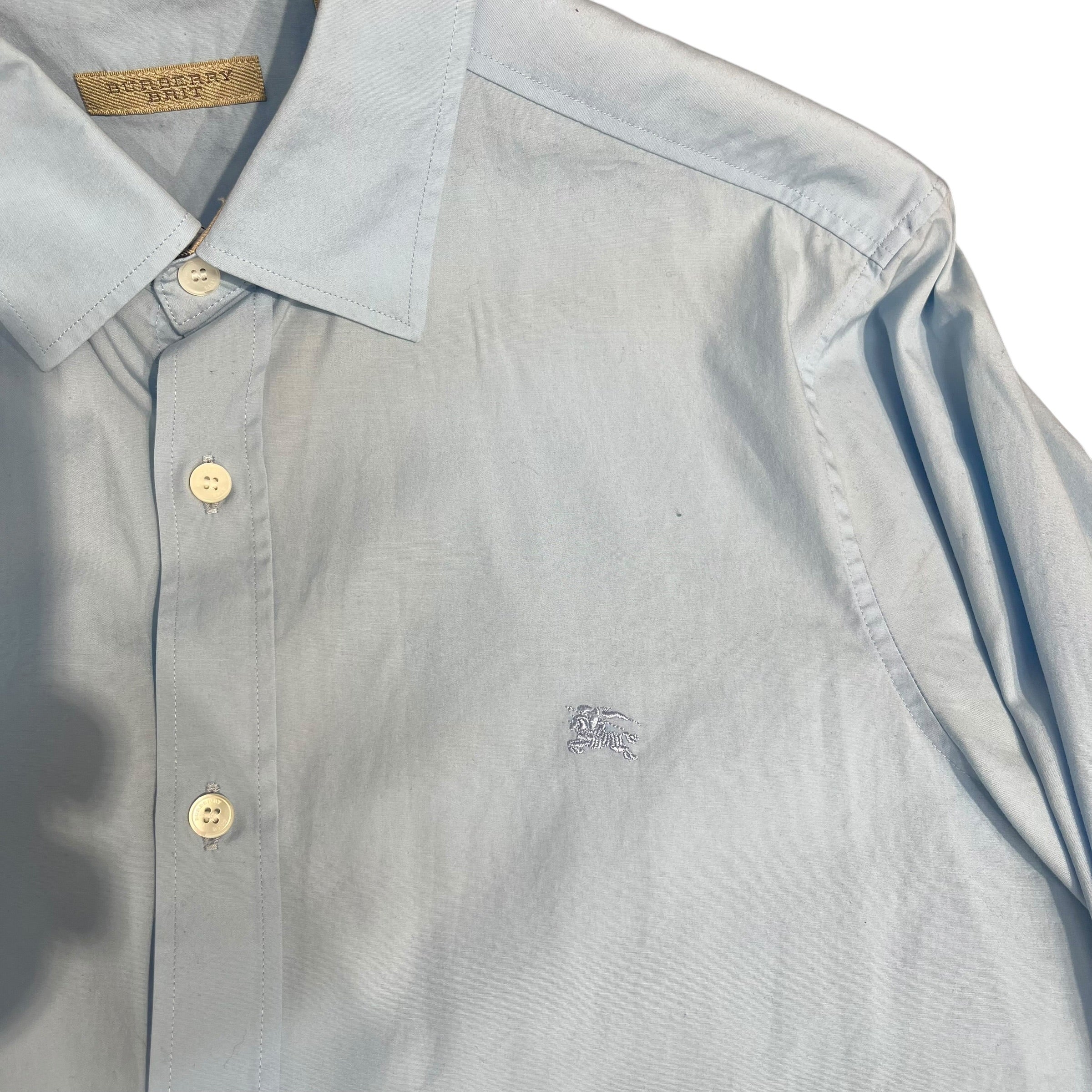 BURBERRY BRIT/LS Shirt/M/Cotton/BLU/LIGHT BLUE, CHEST LOGO view 3