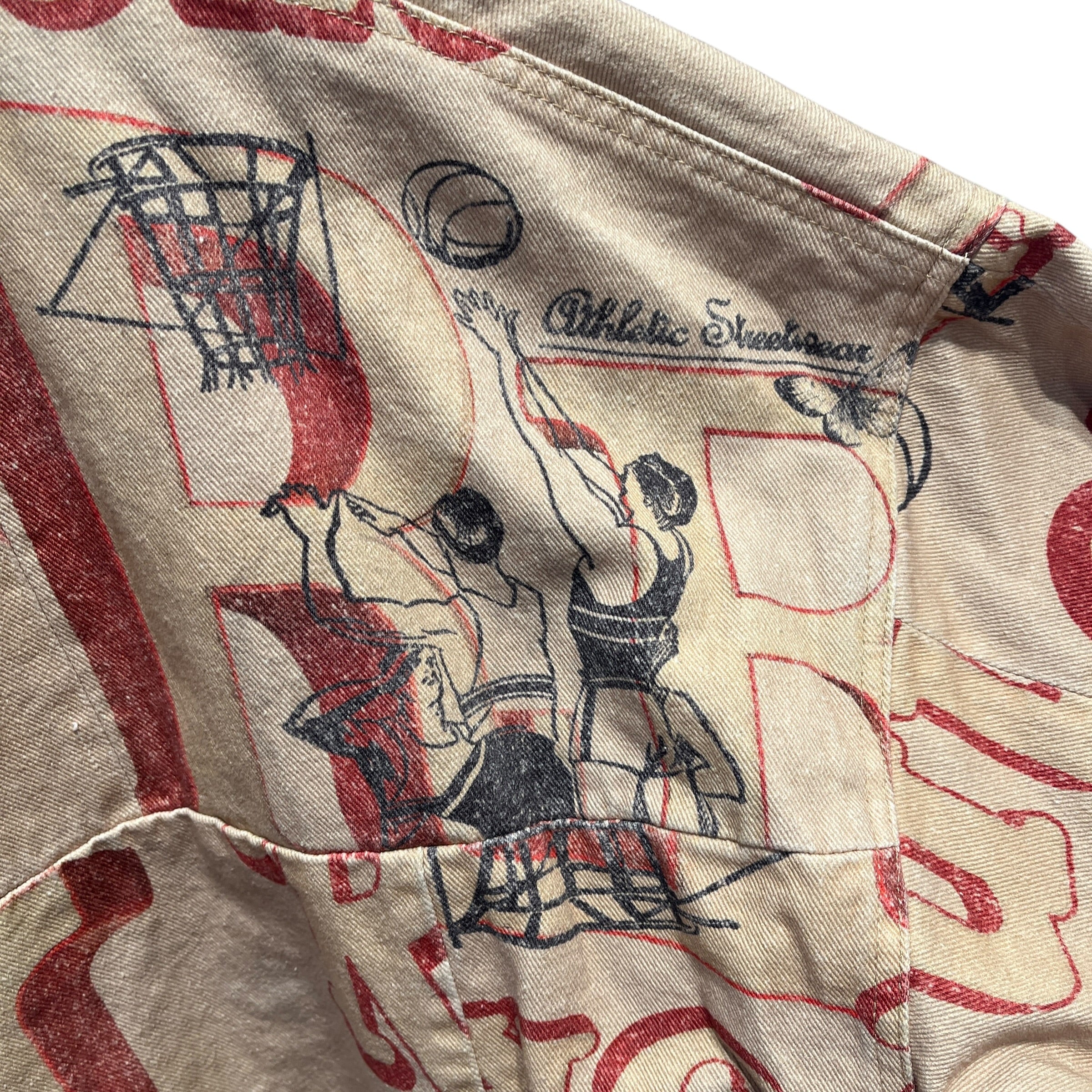 RYOKO RAIN/Denim Jkt/L/Cotton/BEG/Single Breasted/All Over Print/Athletic Streetwear Hoop Jkt view 7