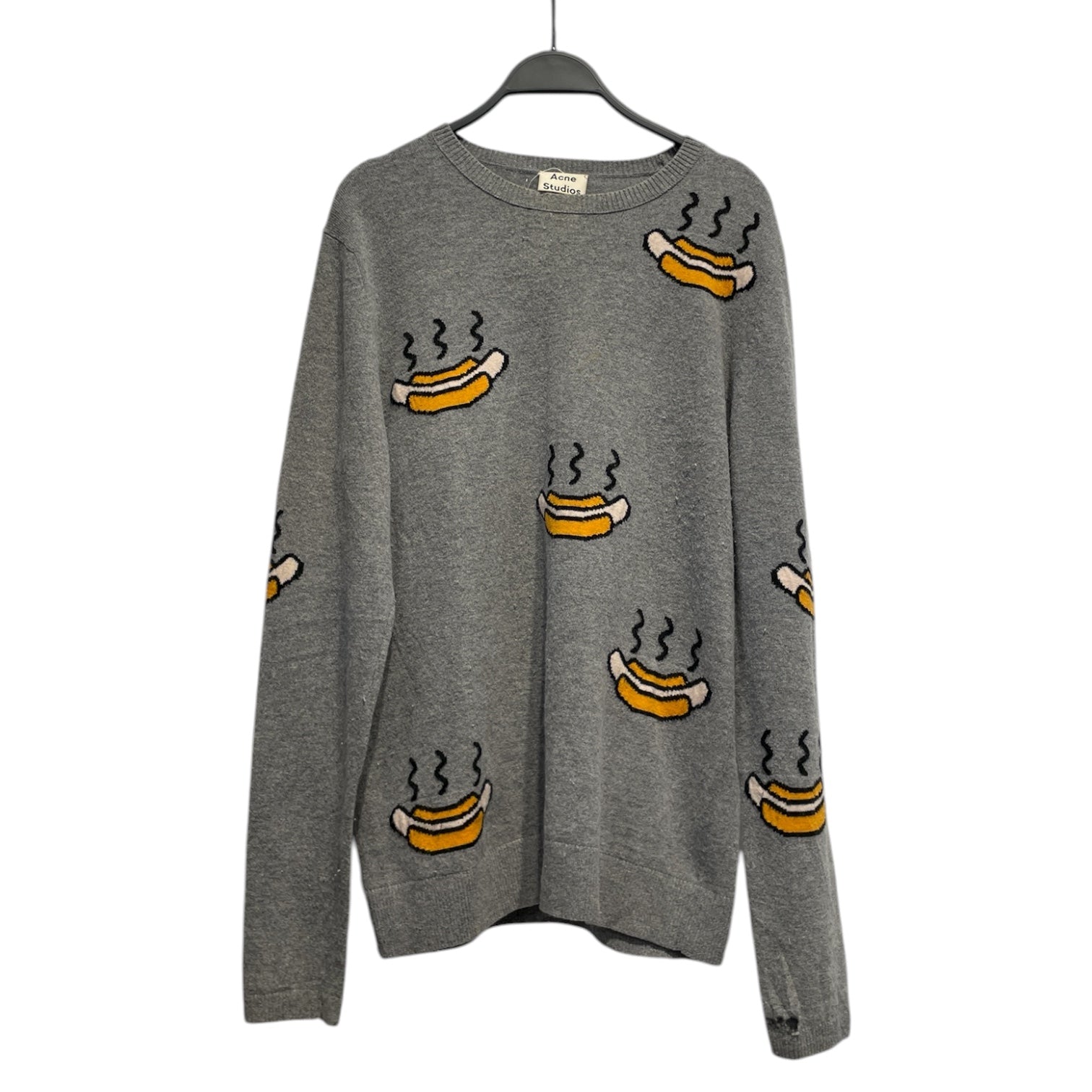 Acne Studios/Sweater/XS/All Over Print/Wool/GRY/HOT DOG SIZZLE view 1