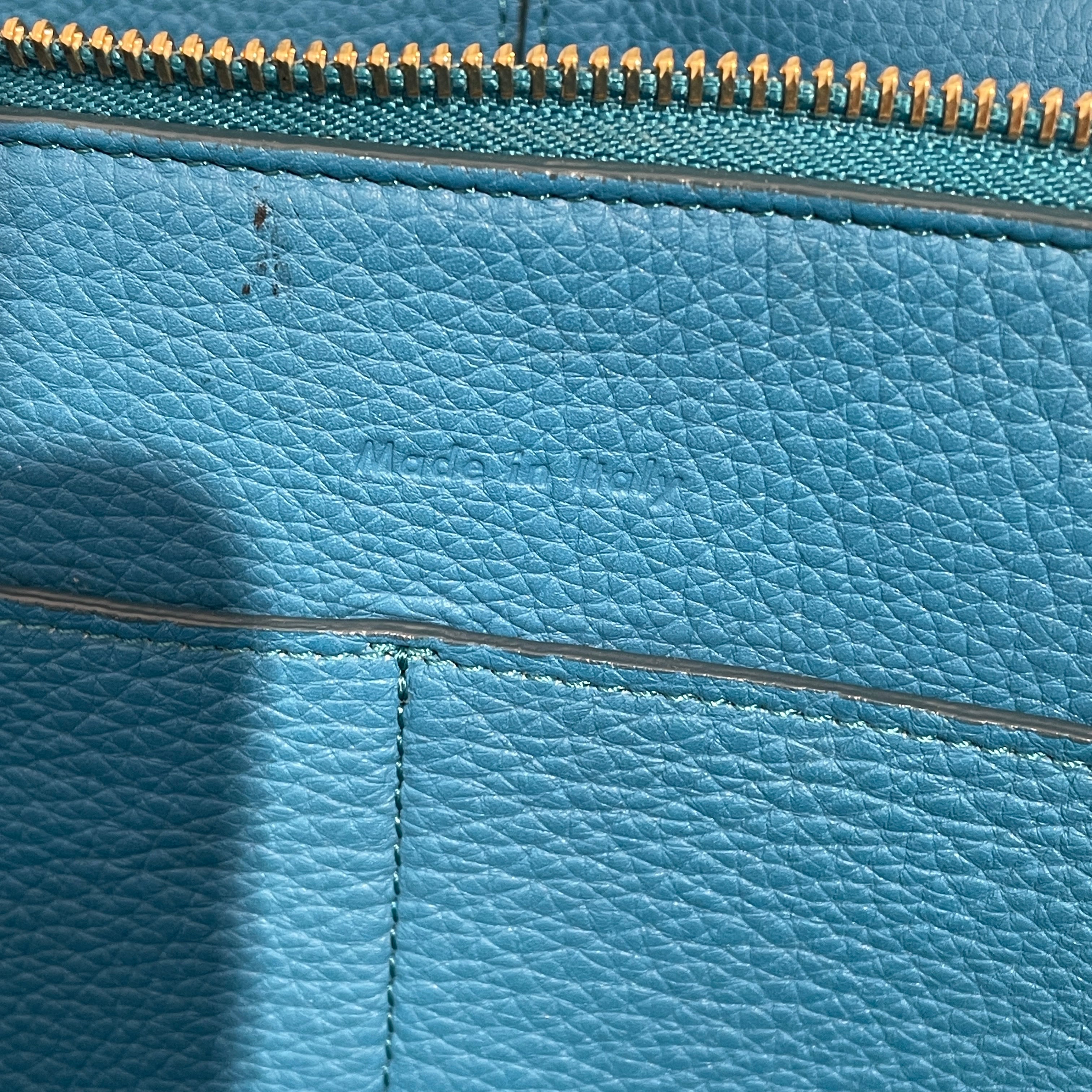 CELINE/Tote Bag/Leather/BLU/Trifold leather tote in teal view 5