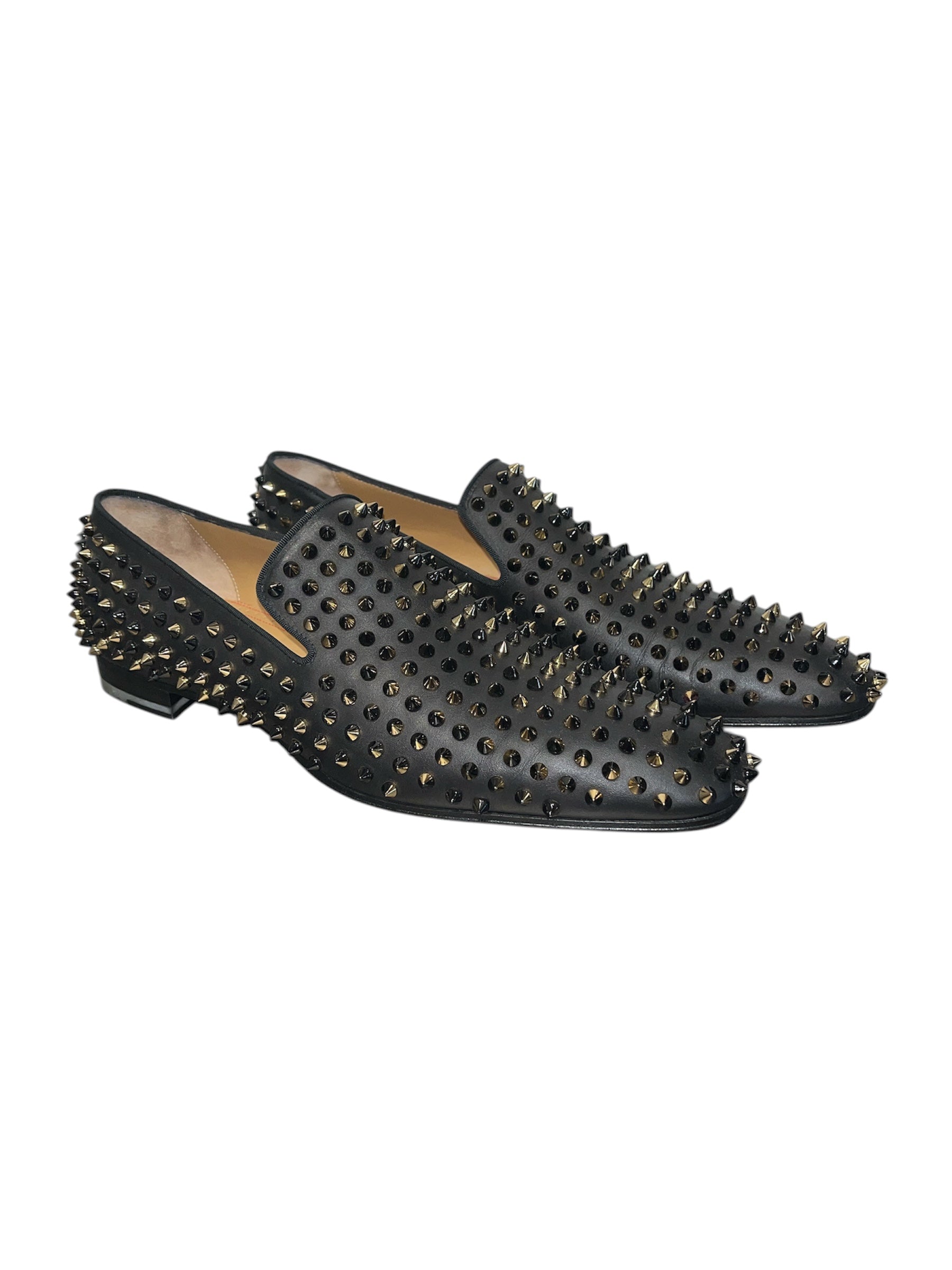 Christian Louboutin/Loafers/EU 45/BLK/spike all over, gold and blk view 1