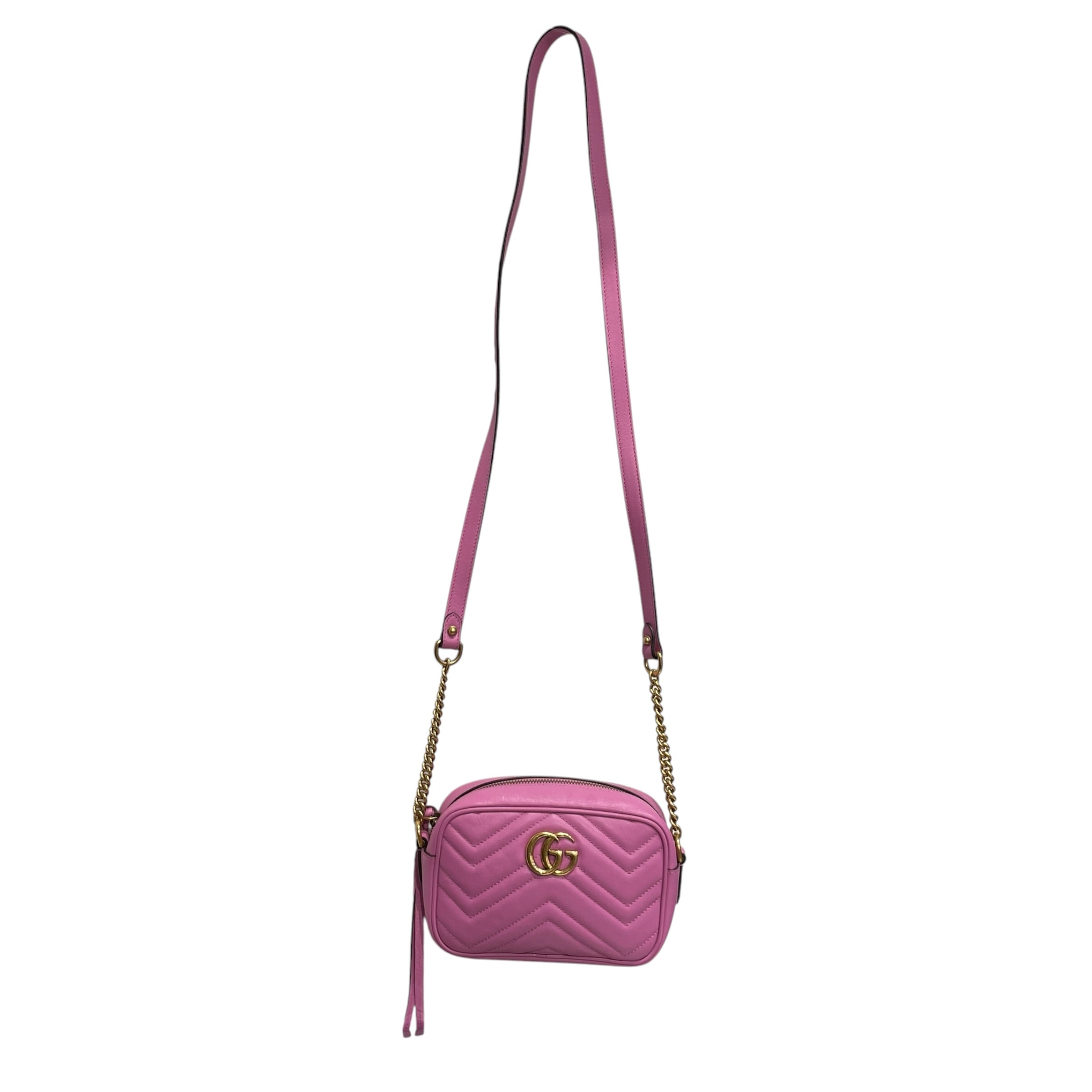 GUCCI/Cross Body Bag/Leather/PNK/gg marmont mini matelasse chai view 1