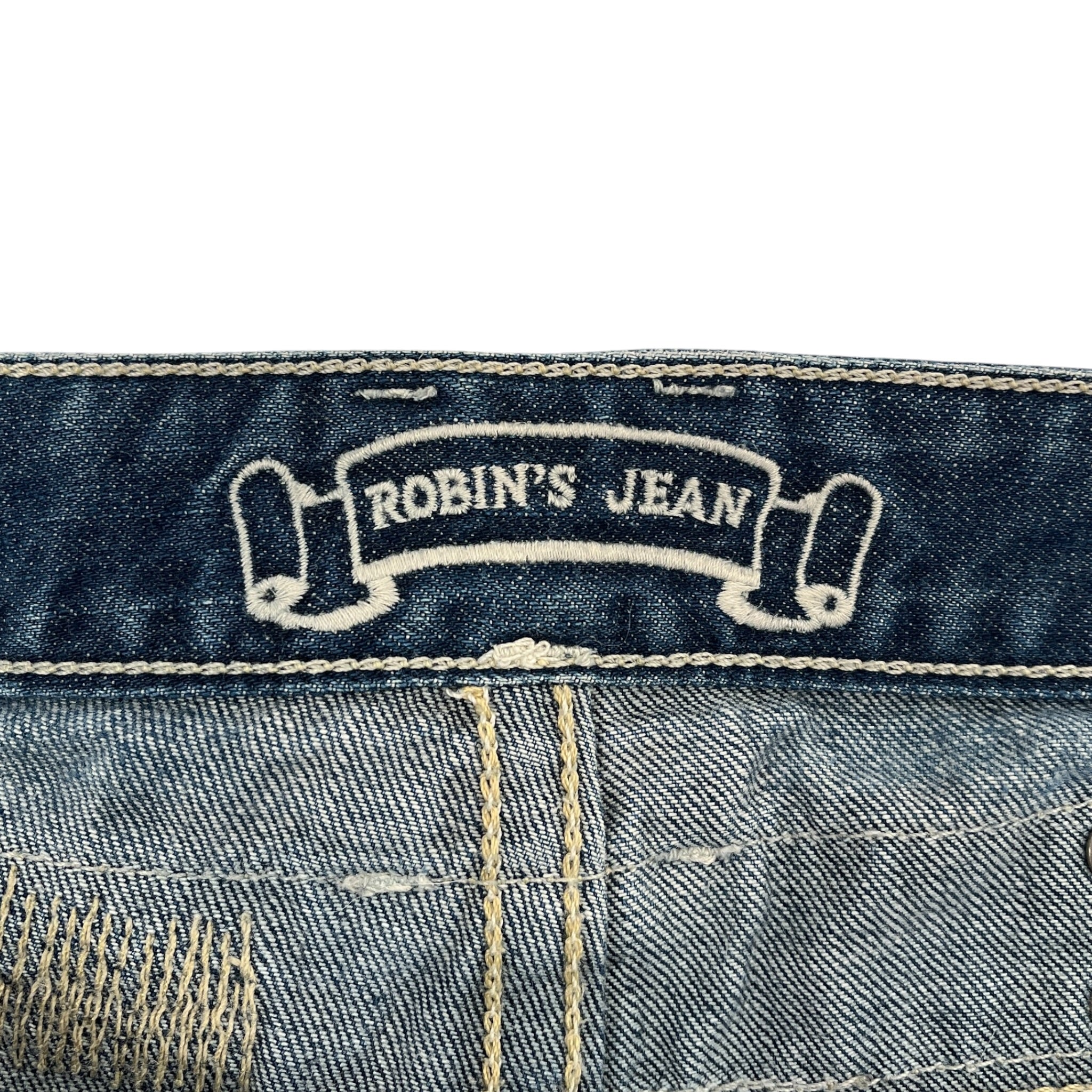 ROBIN'S JEAN/Straight Pants/34/Denim/BLU/Distressed/Graphic/Western Long Flap Studded Leg view 3