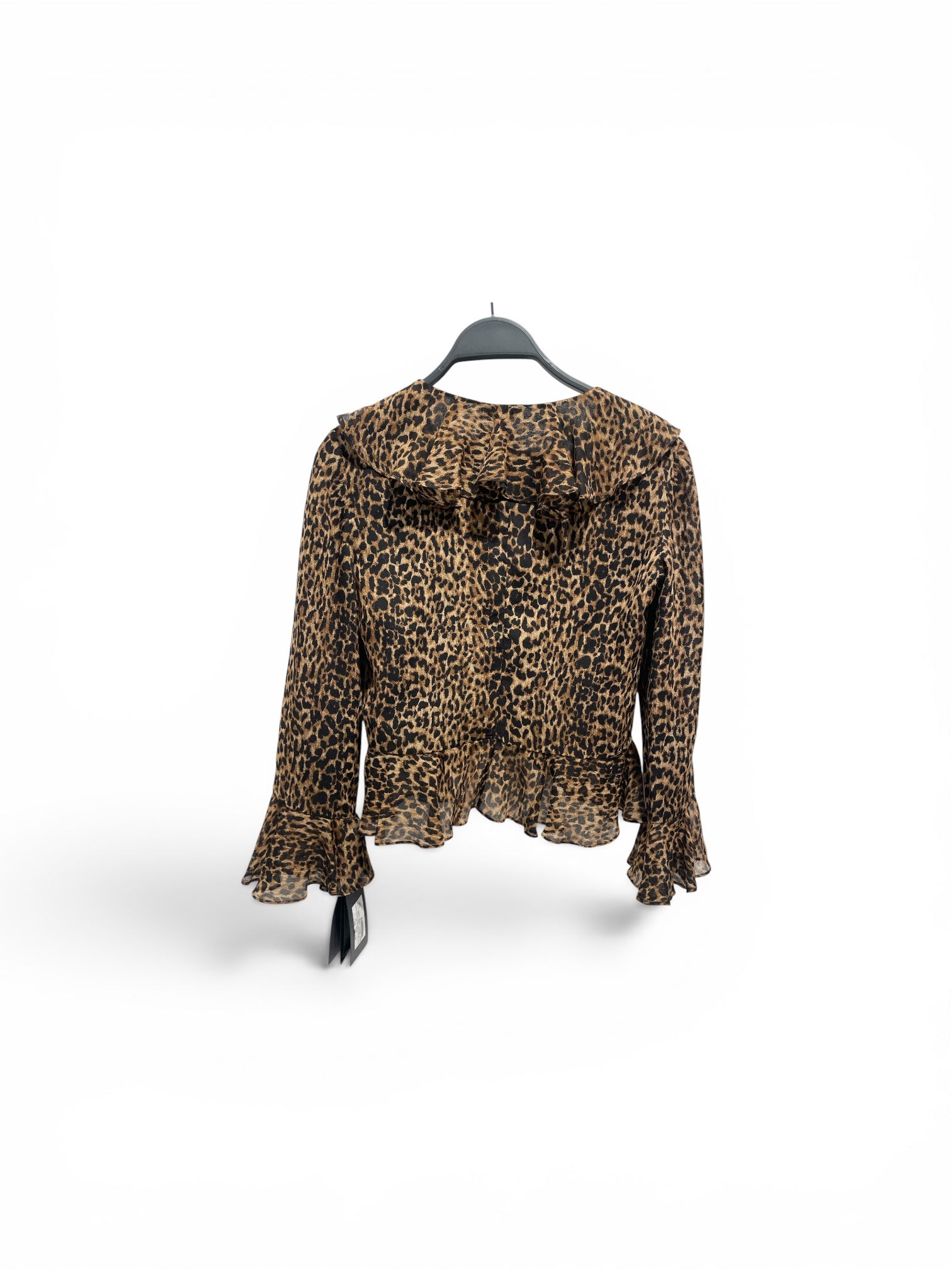 SAINT LAURENT/SL Cut & Sew/34/Leopard/Silk/CML/Leopard Ruffle Top view 2