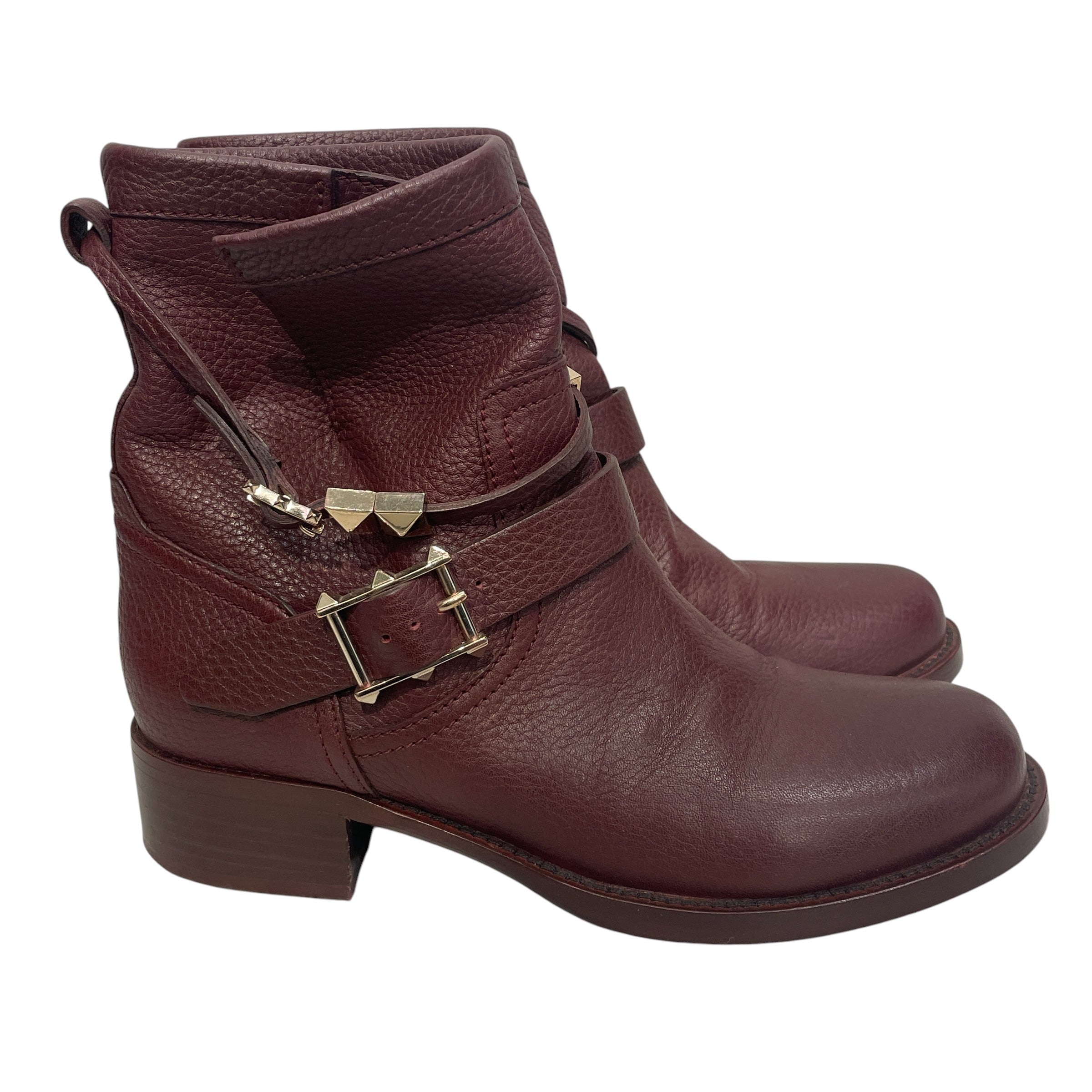 VALENTINO GARAVANI/Biker Boots/EU 36.5/Leather/BRD/GLD ANKLE STUDS view 2