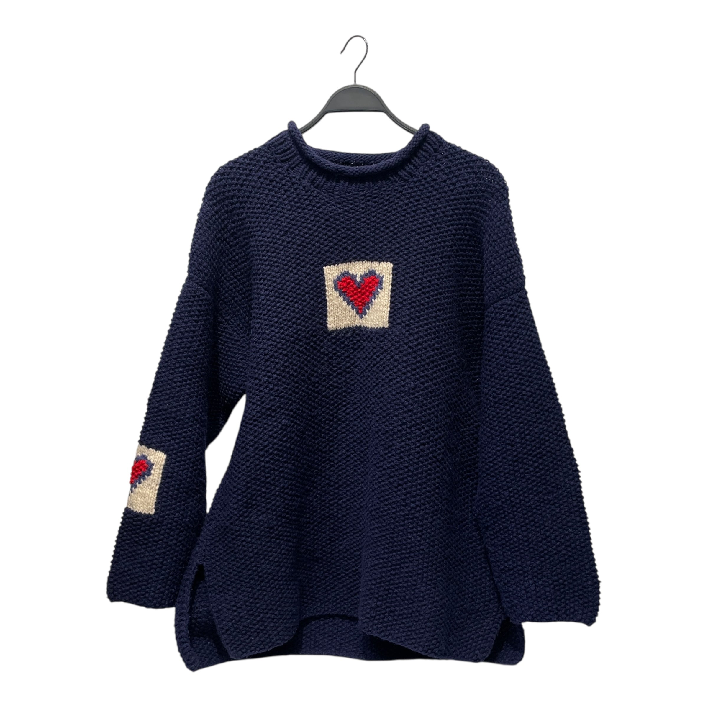 RAF SIMONS/Sweater/L/Wool/BLU/HEART SWEATER 2010? view 1