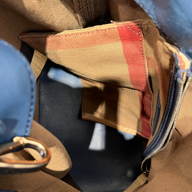 BURBERRY/Tote Bag/Plaid/Cotton/BEG/CANVAS MEGA