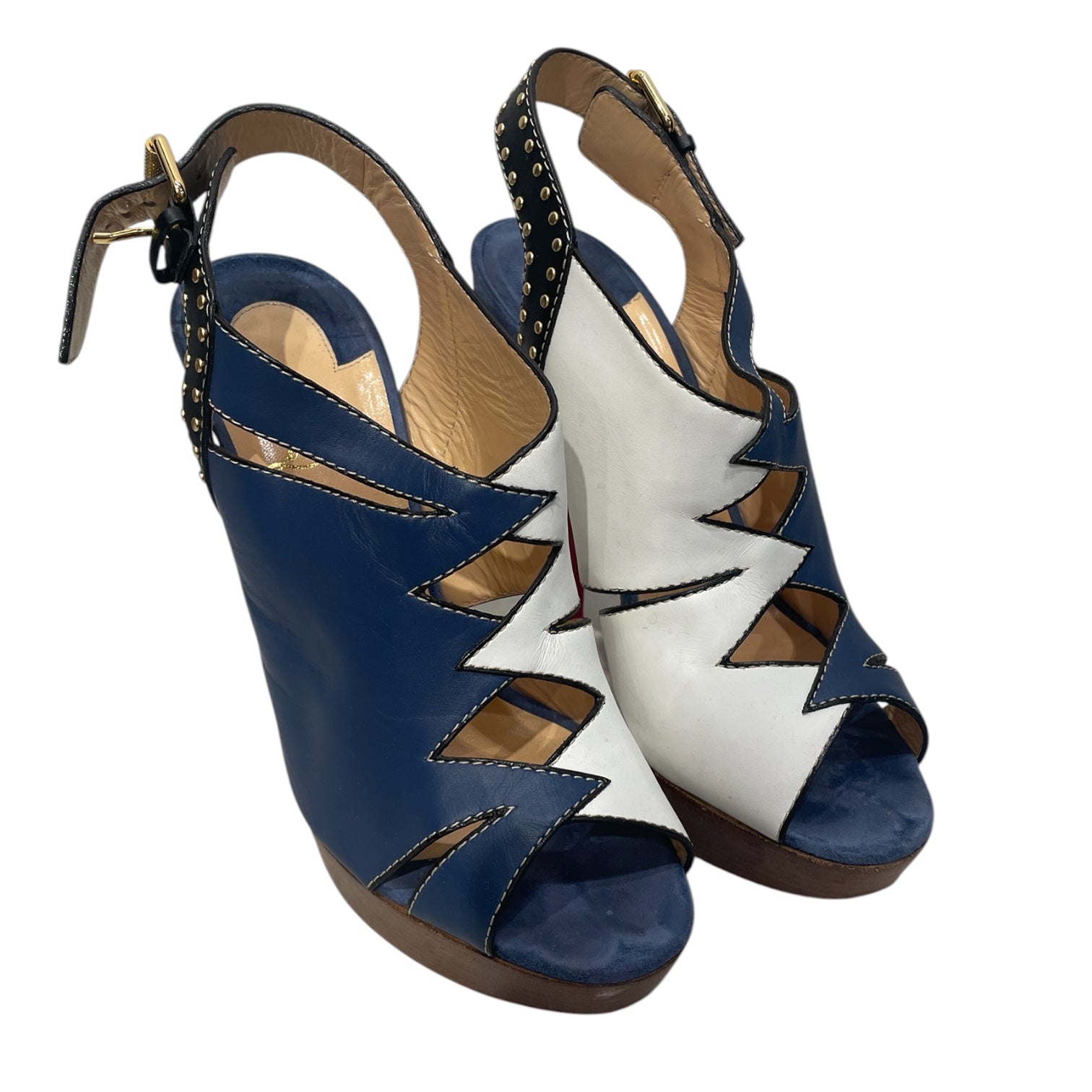 Christian Louboutin/Heels/EU 39/All Over Print/Leather/MLT/COLORBLOCK/T-STRAP PUMP view 1