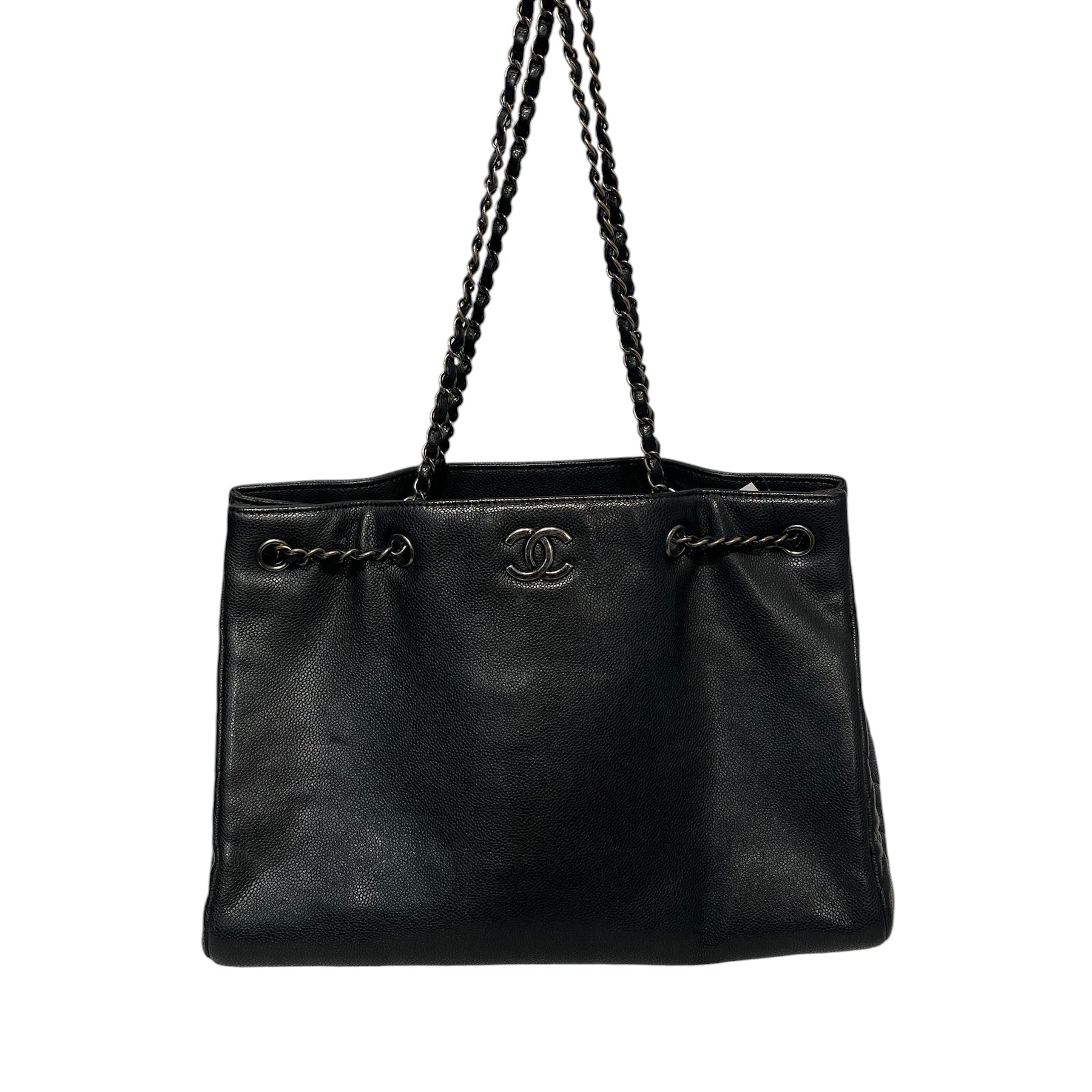 CHANEL/Hand Bag/Leather/BLK/Caviar Woven Chain