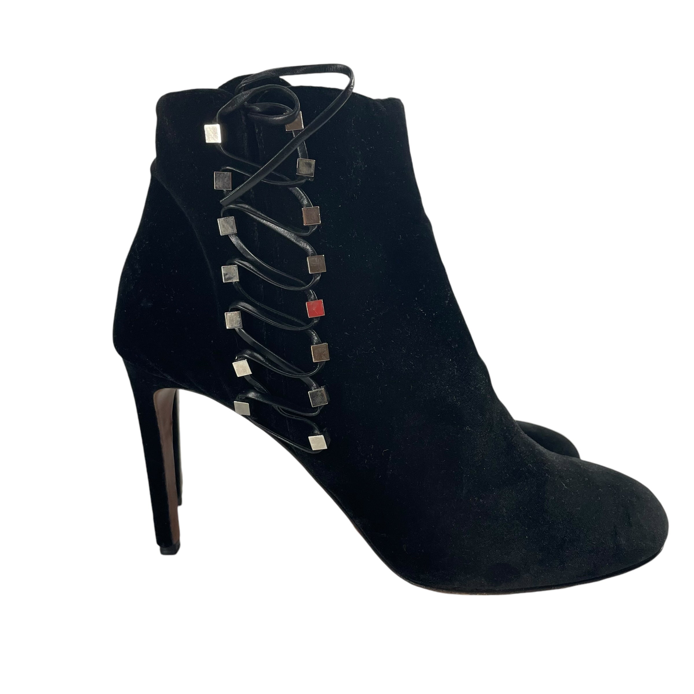ALAIA/Ankle Boots/EU 40/Leather/BLK/METAL LACE UP SIDE view 4
