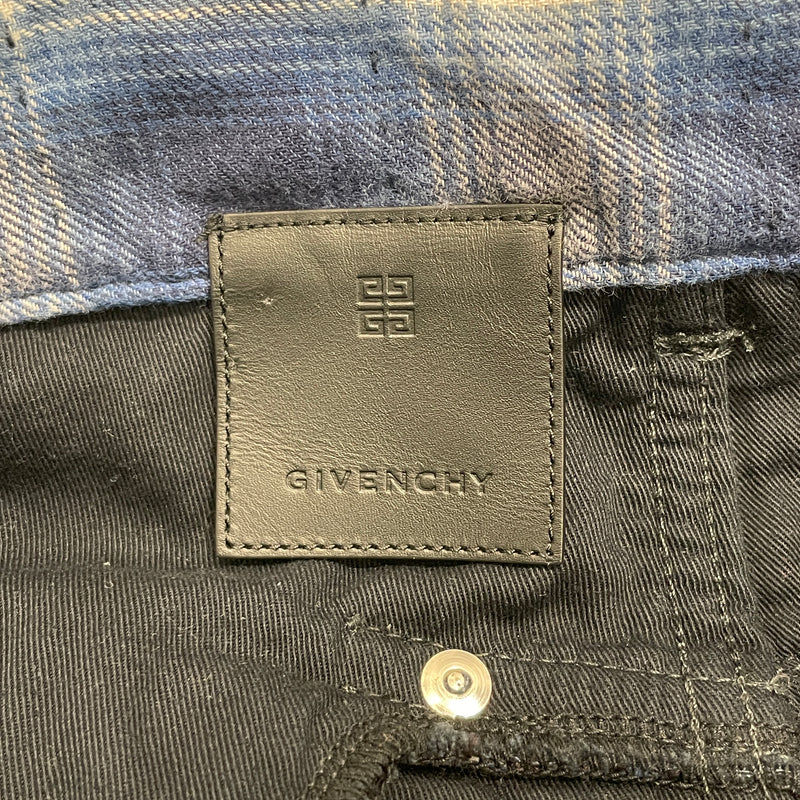 GIVENCHY/Patchwork Checked Wide Leg Double Knee Zip Off Jeans/34
