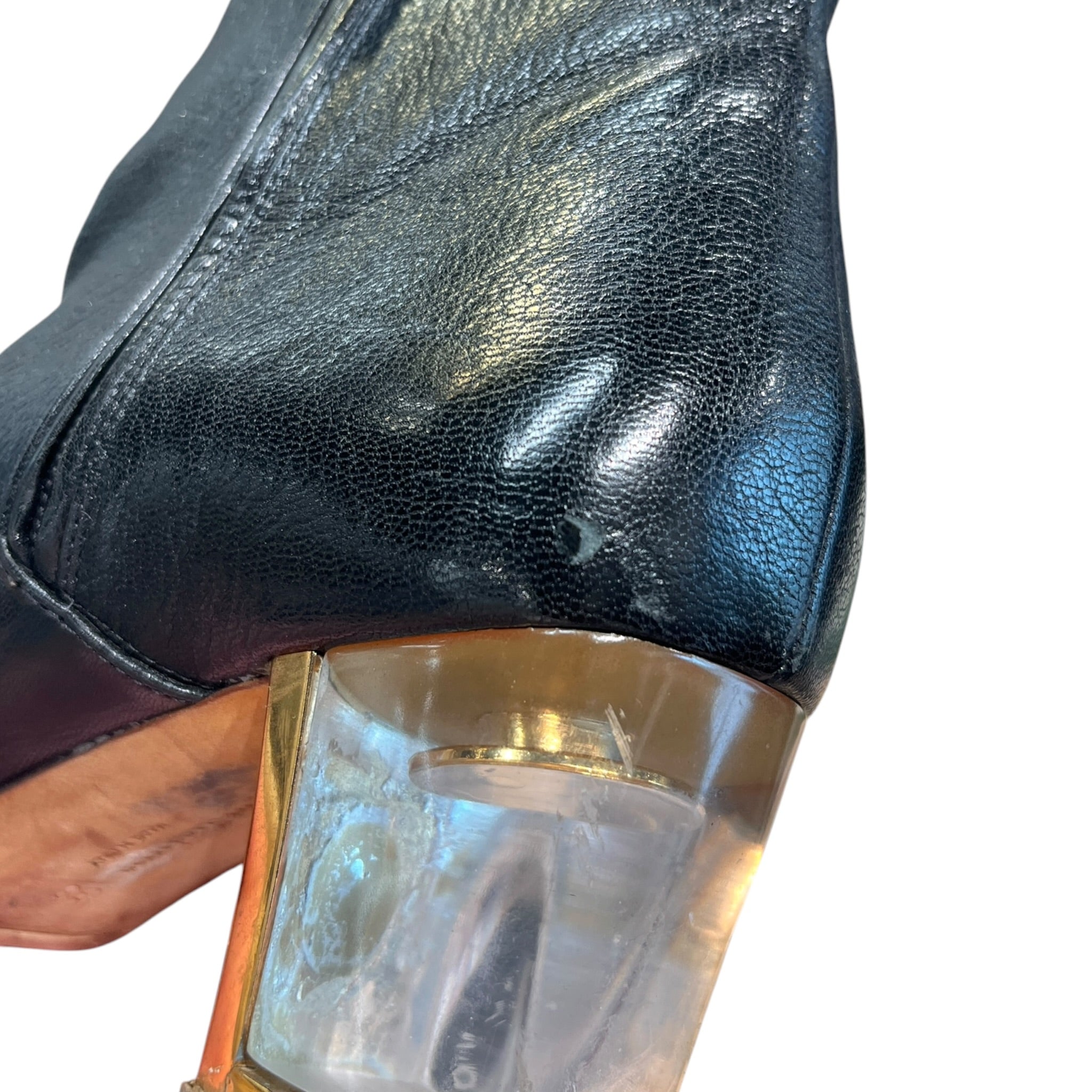 Rupert Sanderson/Ankle Boots/EU 38/Leather/BLK/Side Zip/CLEAR HEEL BOOTIES view 7