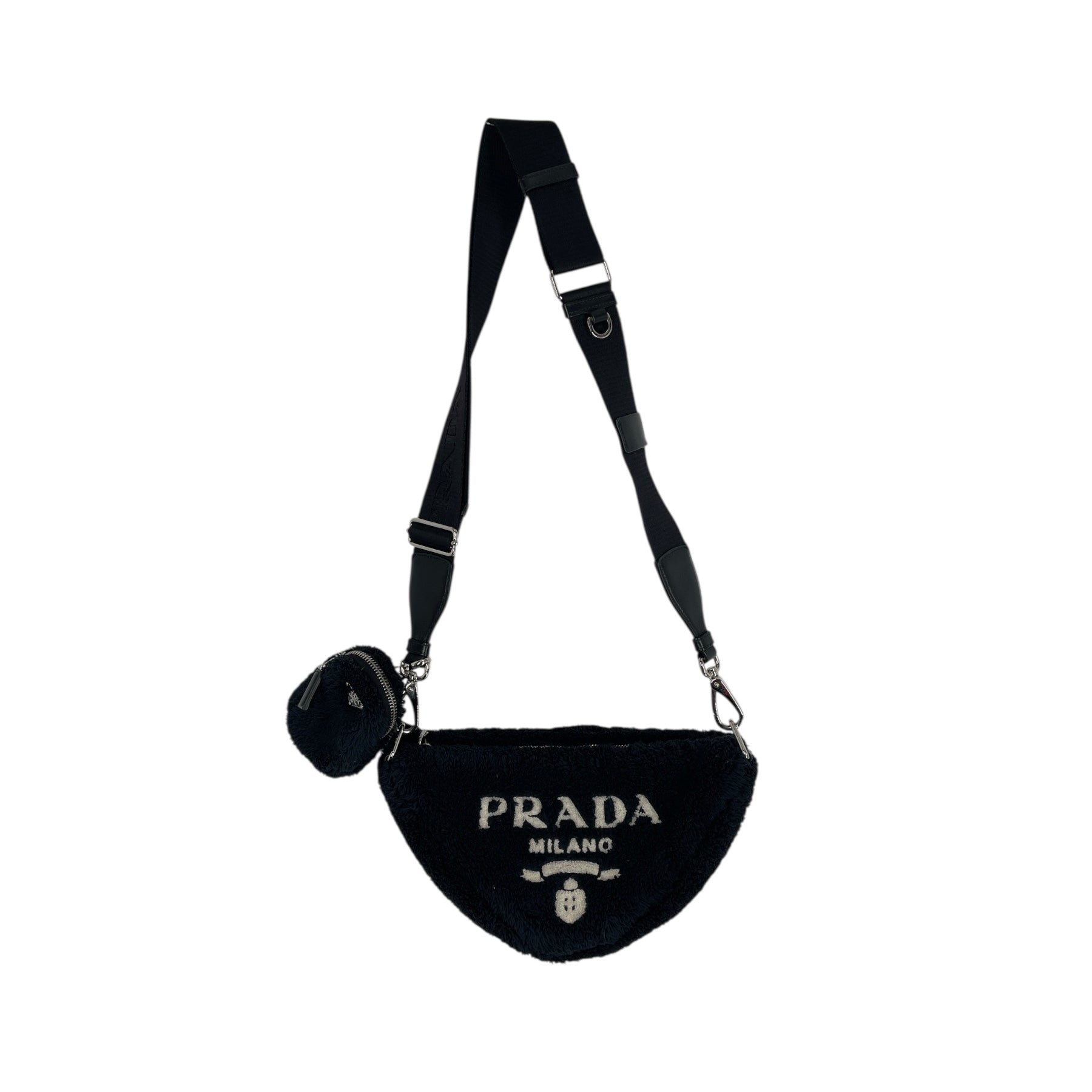 PRADA/Hand Bag/Cotton/BLK/TRIANGLE TEDDY BELT BAG view 1