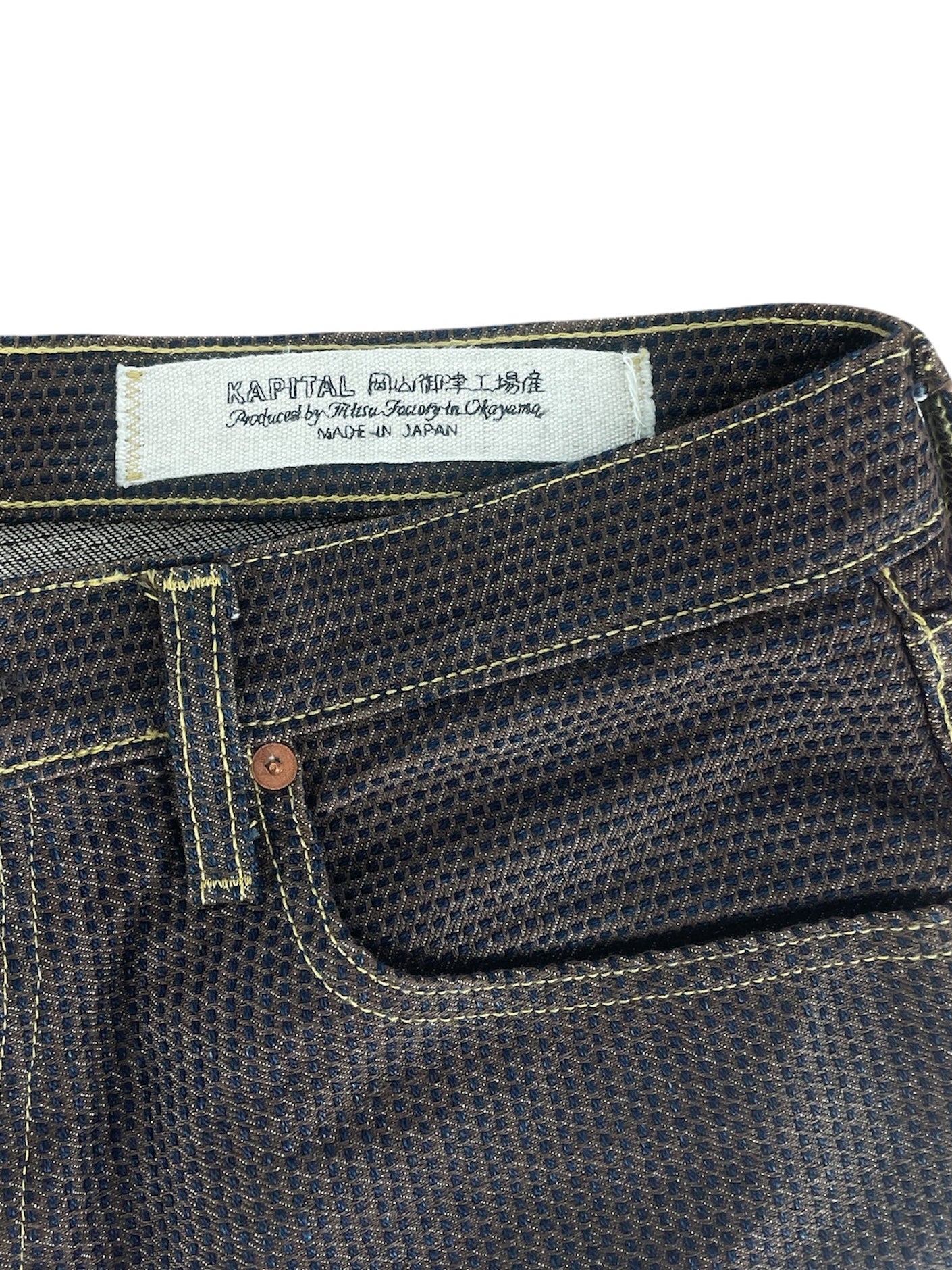 KAPITAL/Straight Pants/36/Denim/BRW/DOWN STITCH BORO view 3