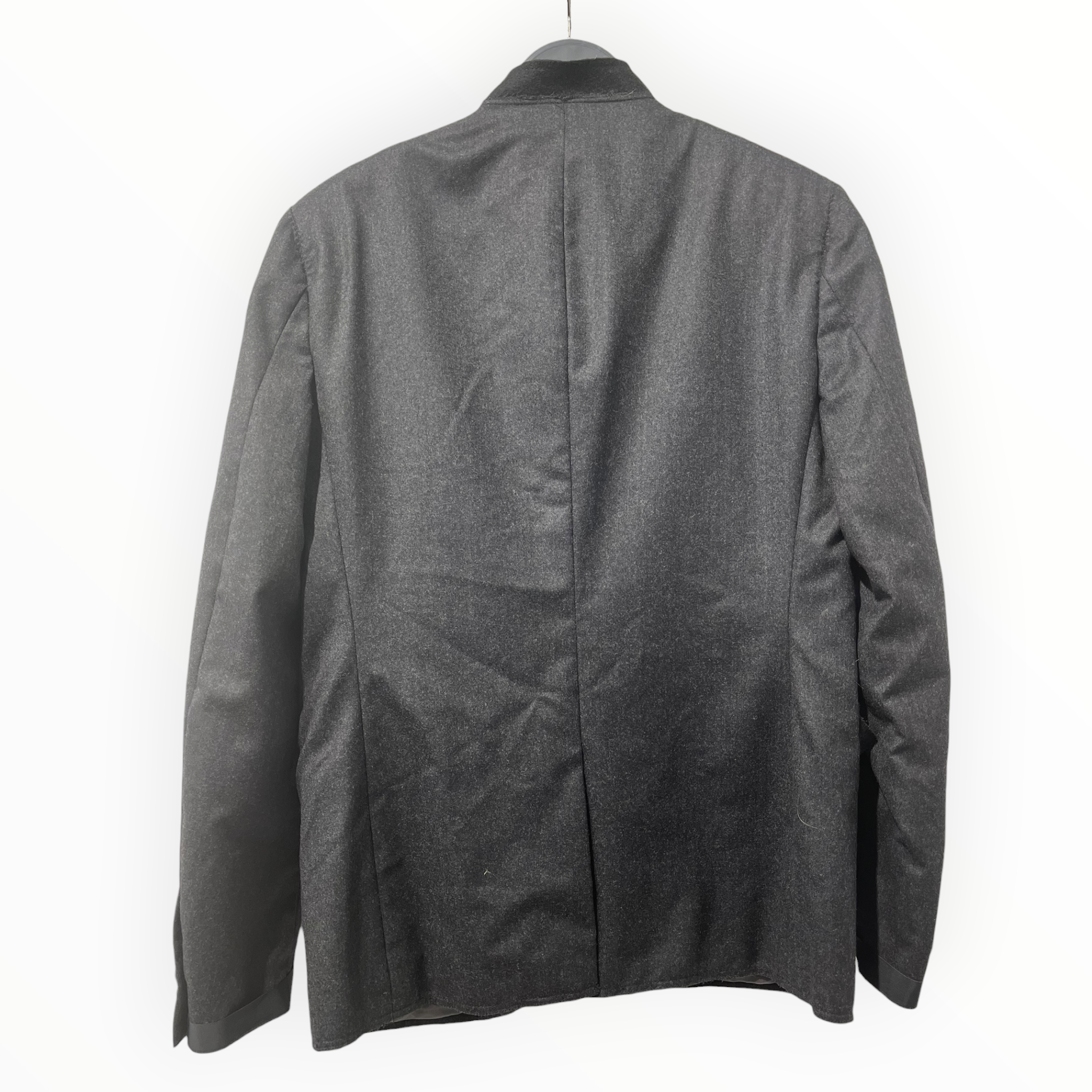 LANVIN/Tailored Jkt/48/Wool/GRY/blk felted neck collar/ M01VG8 view 2