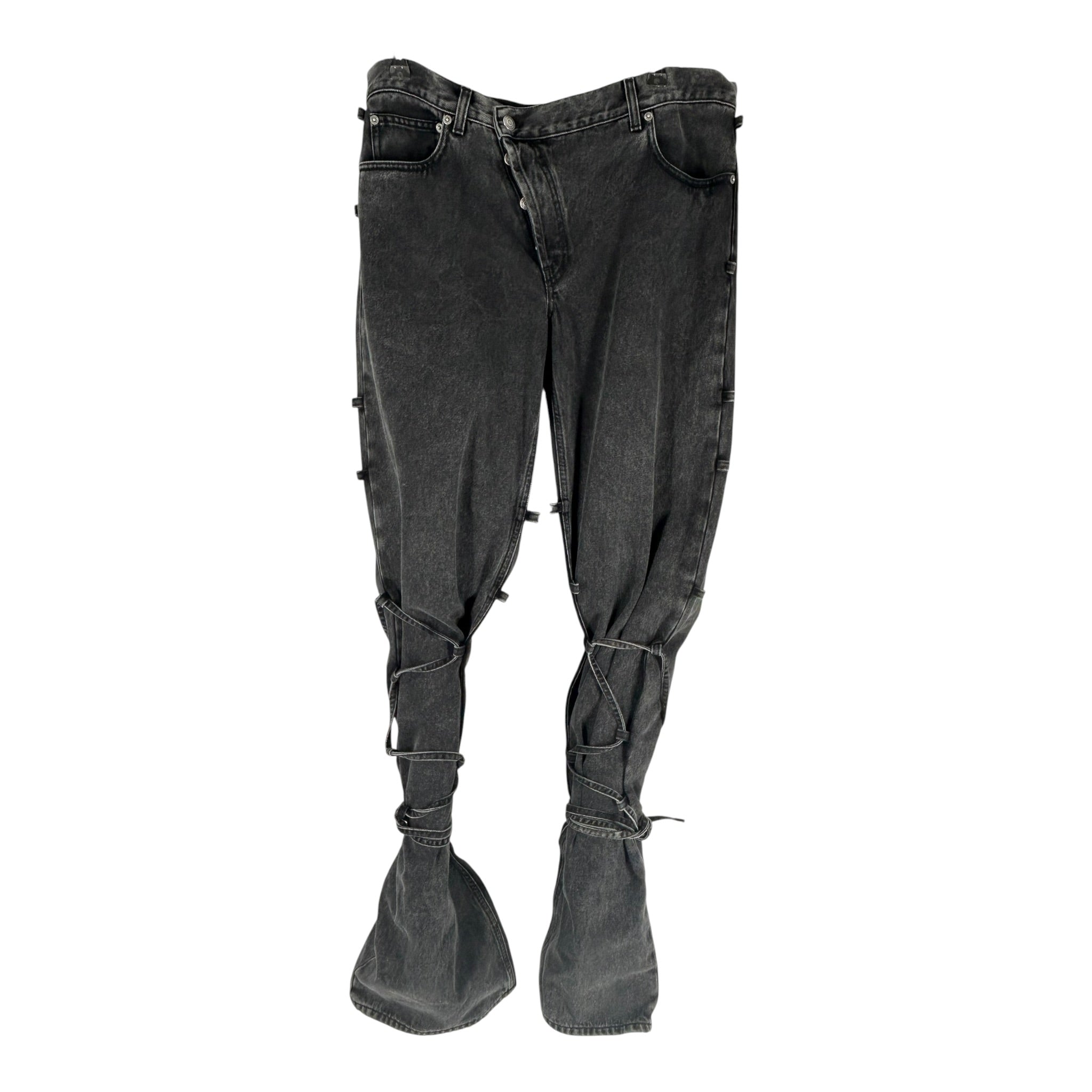 Alexander McQueen/Straight Pants/54/Cotton/BLK/bondage straps view 1