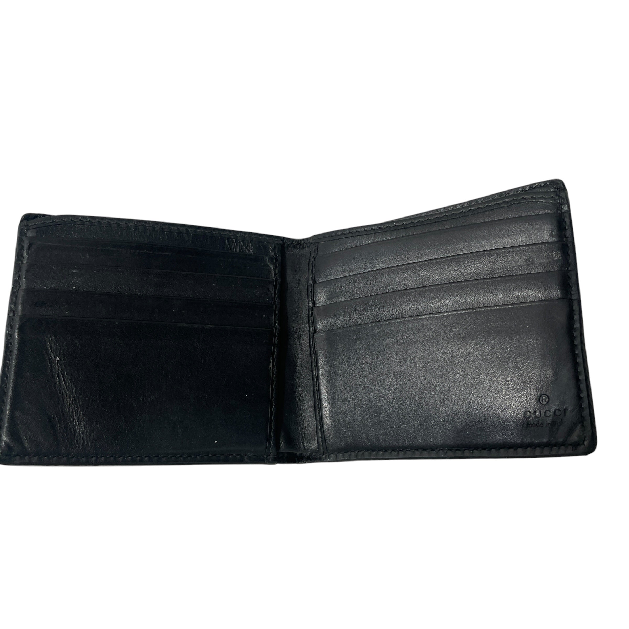 GUCCI/Bifold Wallet/Leather/BLK/M's/gg supreme view 4