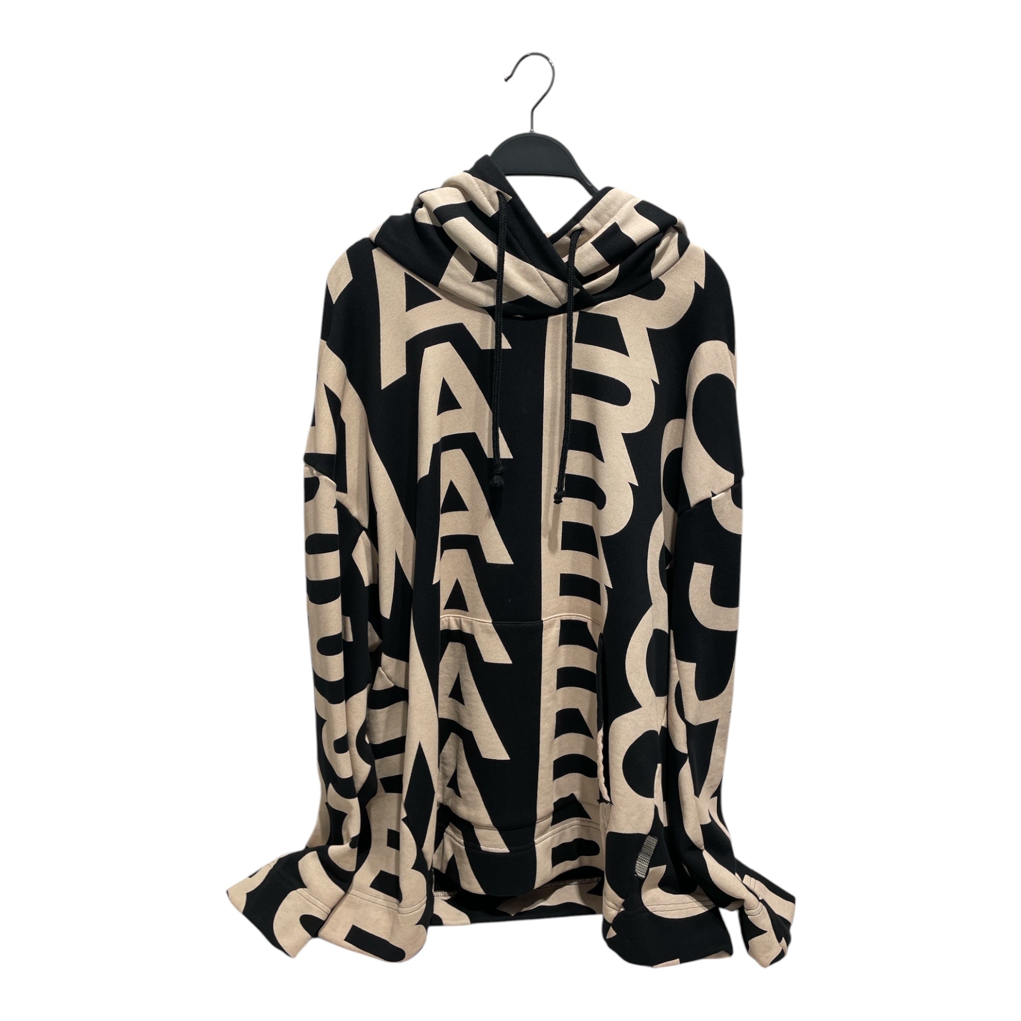 MARC JACOBS/Hoodie/S/All Over Print/Cotton/BLK/Oversized All Over Logo Hoodie view 1