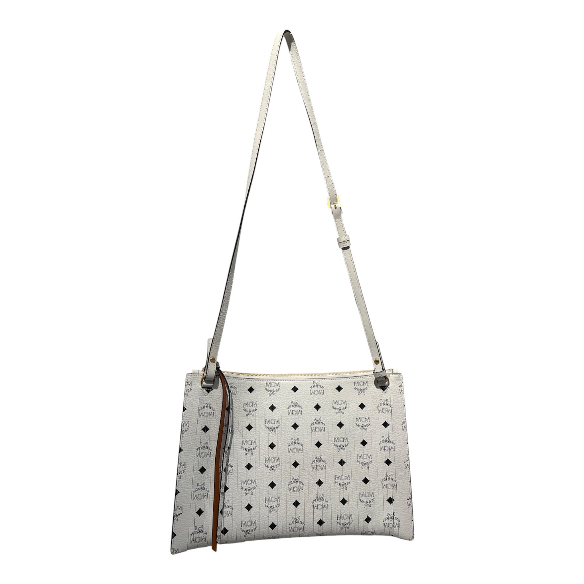 MCM/Cross Body Bag/Monogram/Leather/WHT/Aren Crossbody view 2