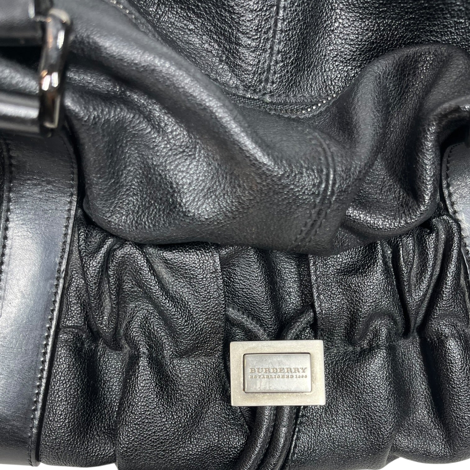 BURBERRY/Hand Bag/Leather/BLK/Hobo Shoulder Bag view 3