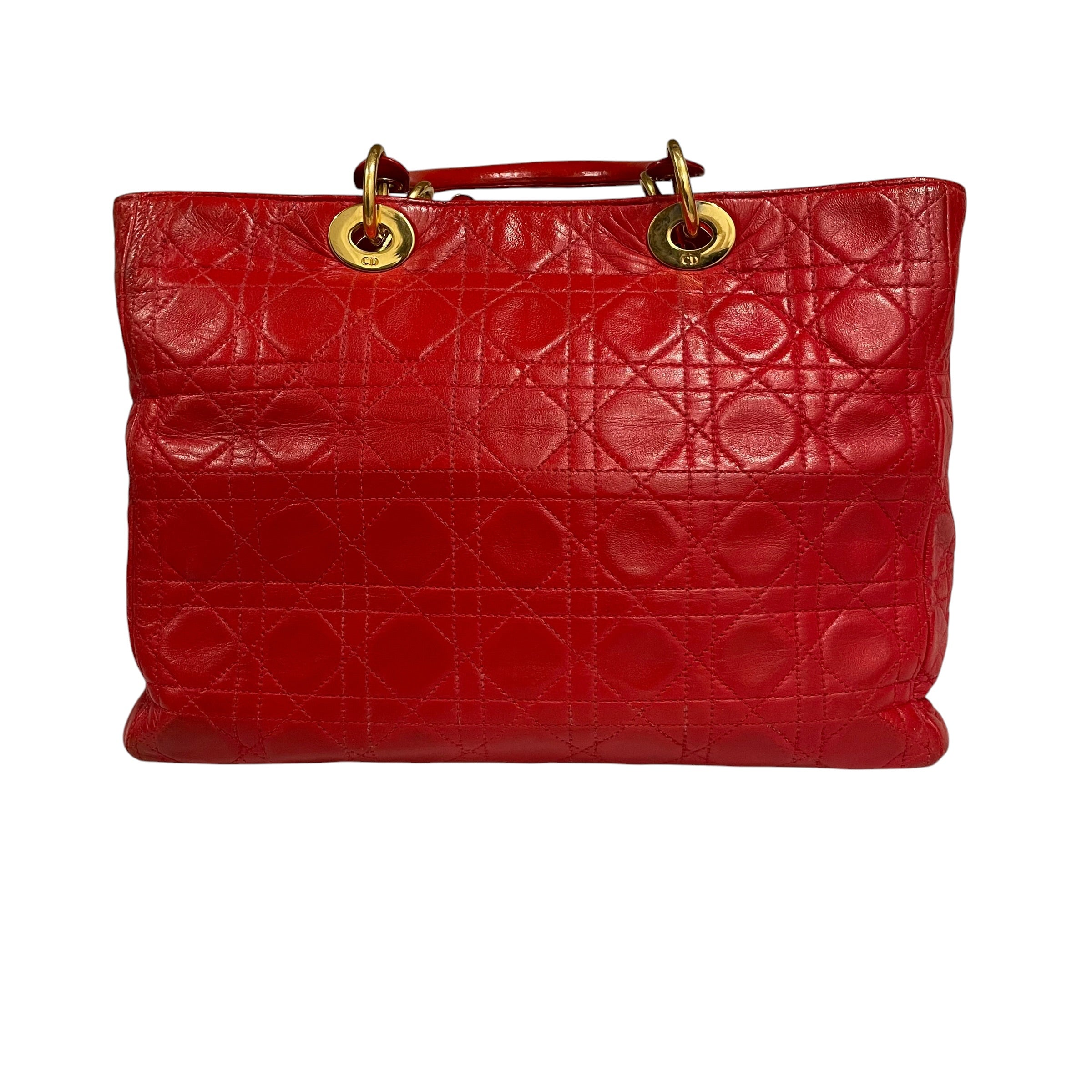 Christian Dior/Hand Bag/Leather/RED/CANNAGE LADY view 2