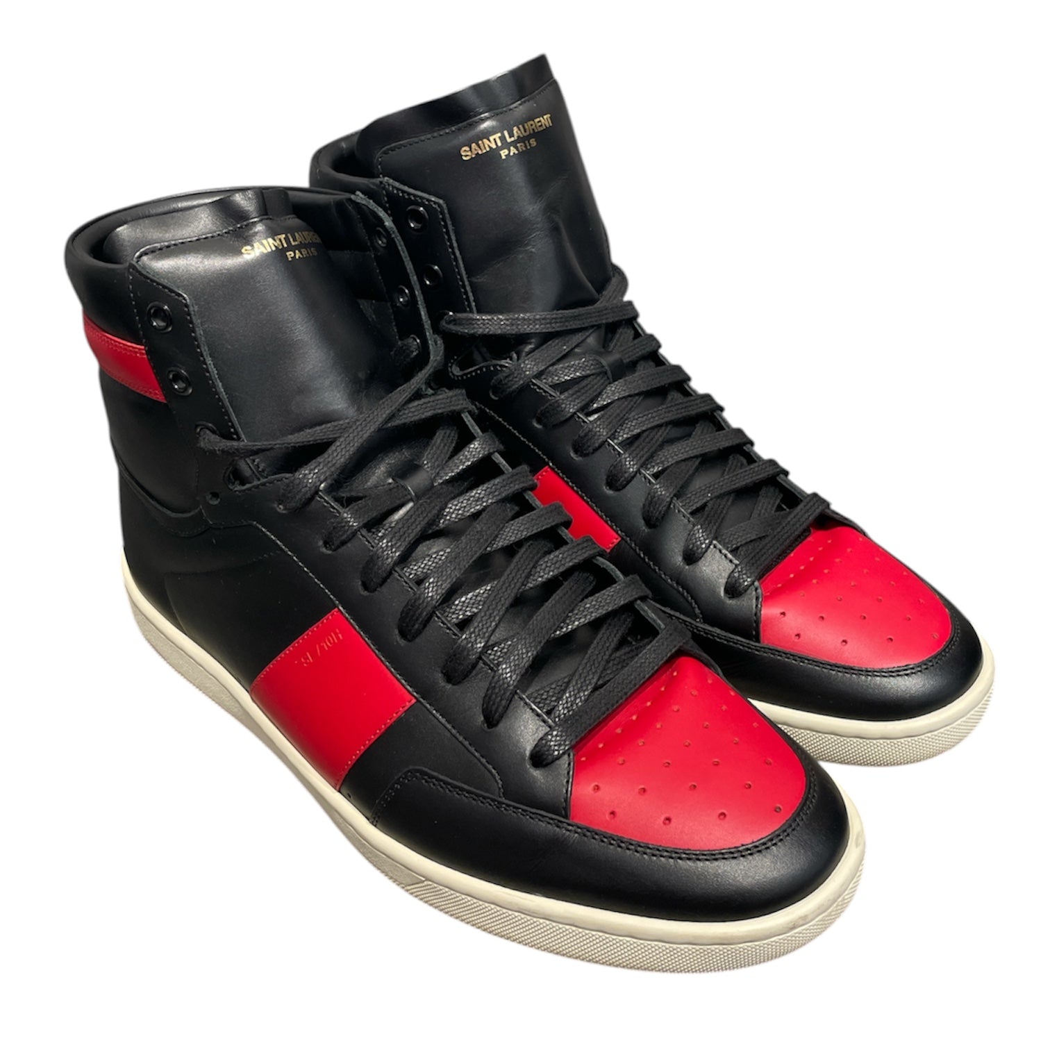 SAINT LAURENT/Hi-Sneakers/EU 44/Leather/BLK/COURT HIGH BLACK/RED view 1