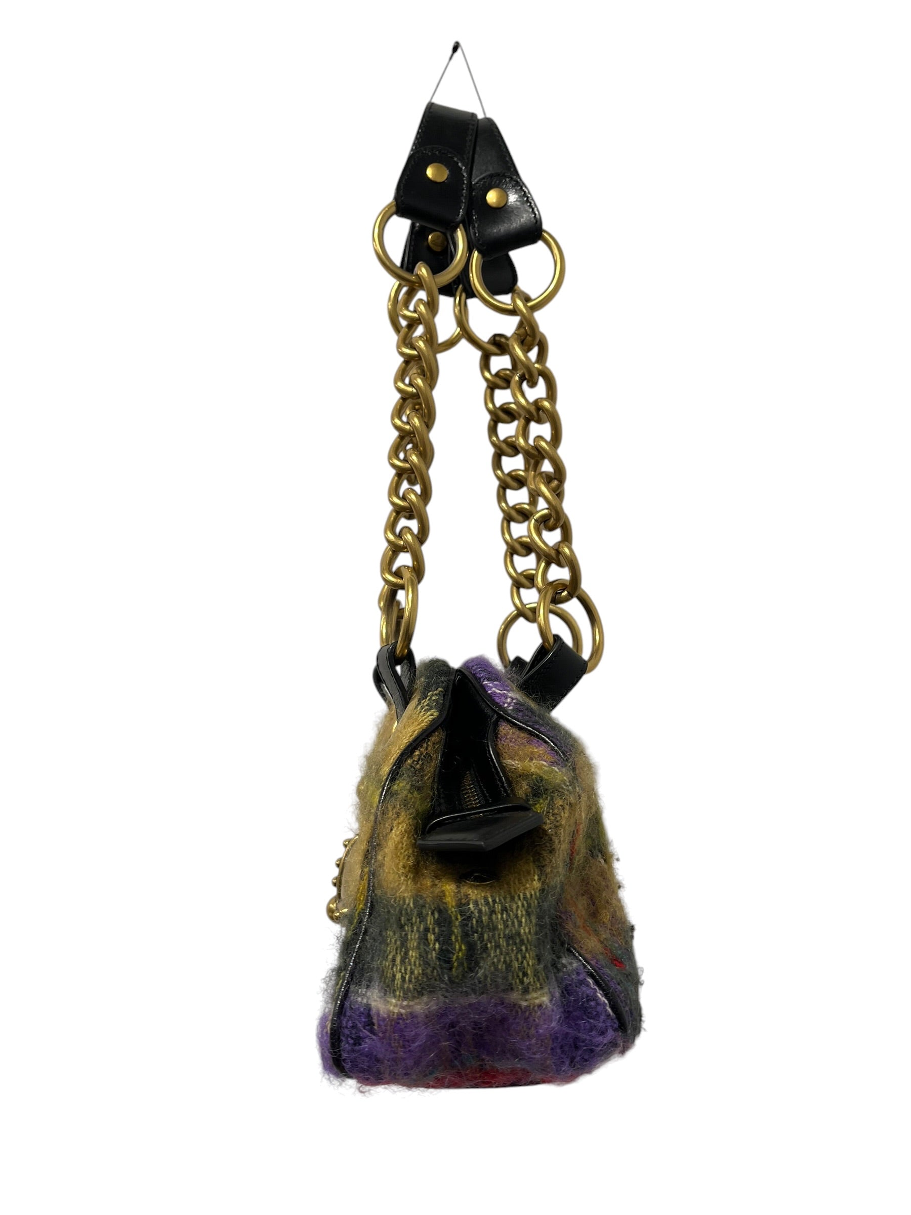 Vivienne Westwood/Bag/Plaid/Wool/GLD/PURPLE LARGE ORB CHAIN STRAP view 3