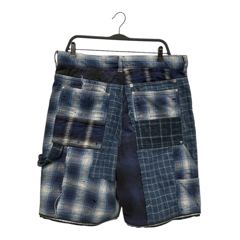 GIVENCHY/Patchwork Checked Wide Leg Double Knee Zip Off Jeans/34