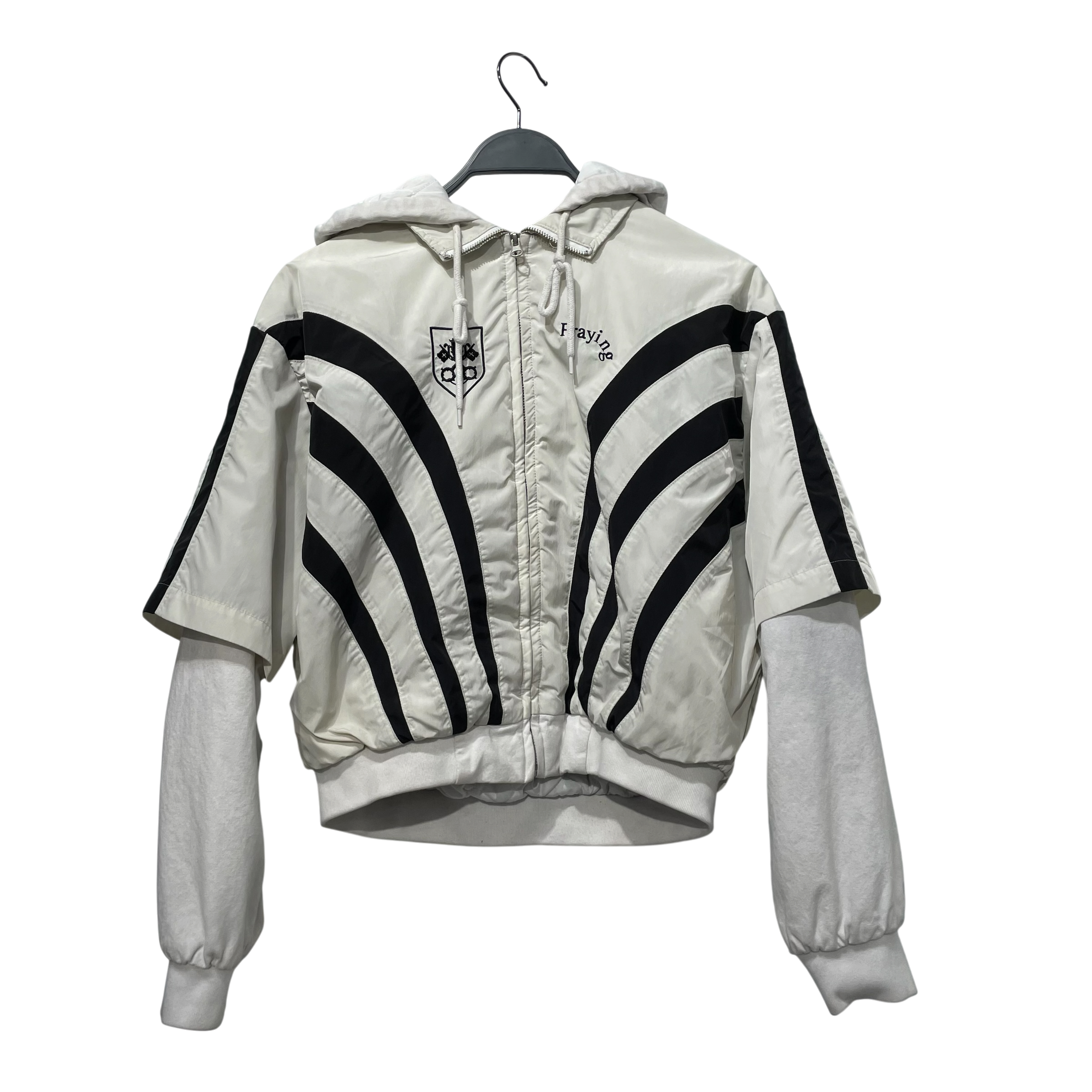 Praying/Windbreaker/S/Cotton/WHT/Graphic/Hooded Track Jacket view 3
