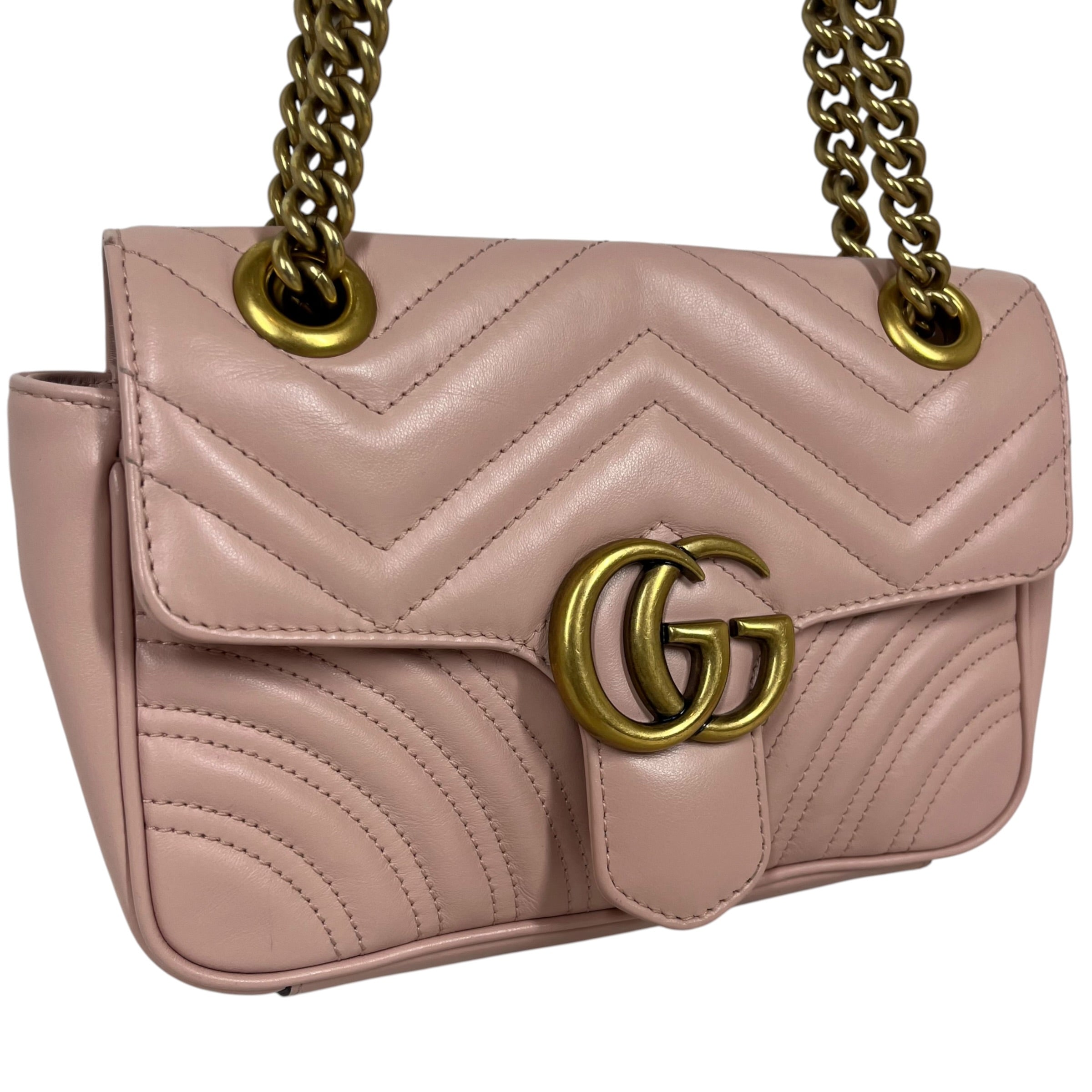GUCCI/Cross Body Bag/Leather/PNK/Small Marmont Flap view 6