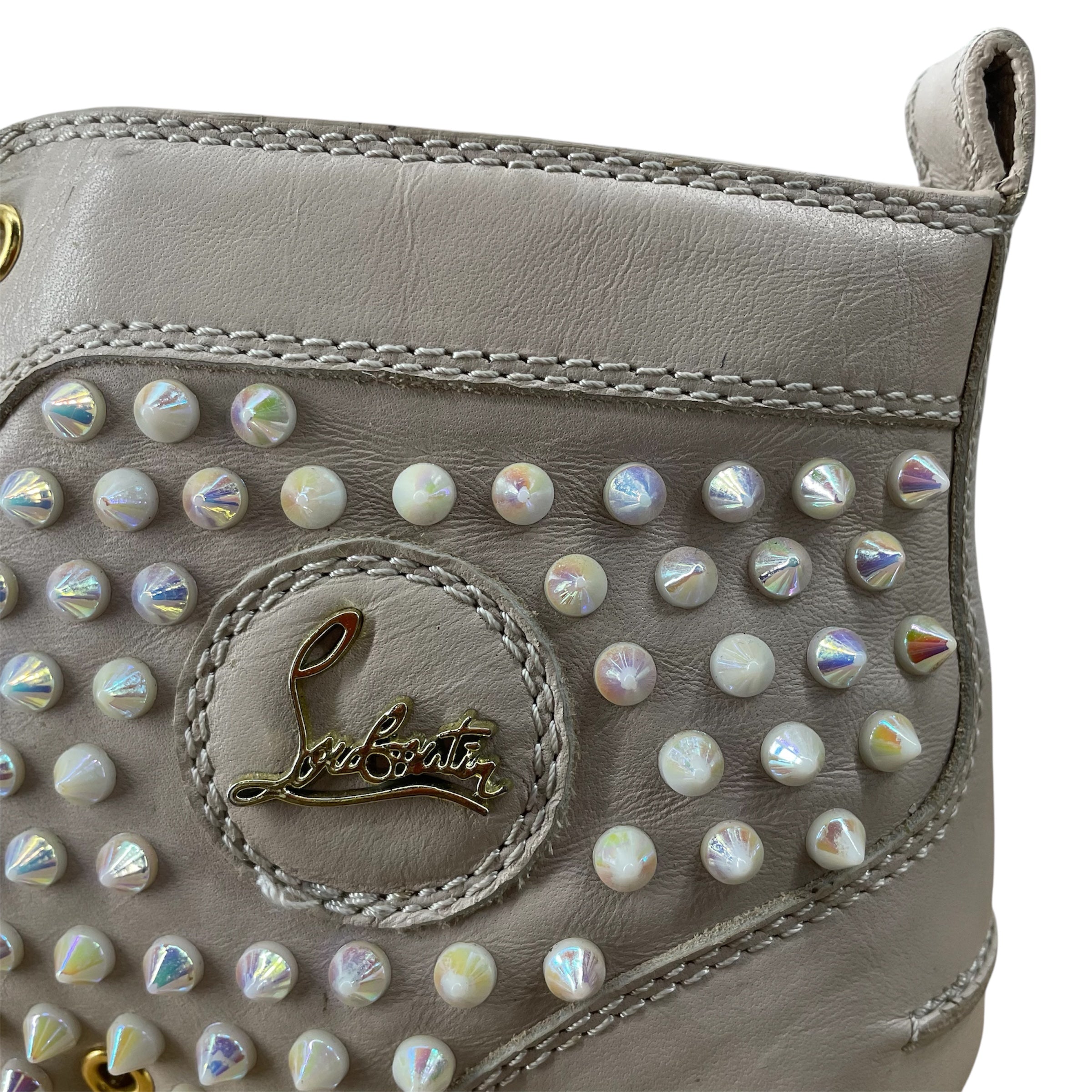 Christian Louboutin/Hi-Sneakers/EU 44/All Over Print/Leather/BEG/opal spikes all over view 7