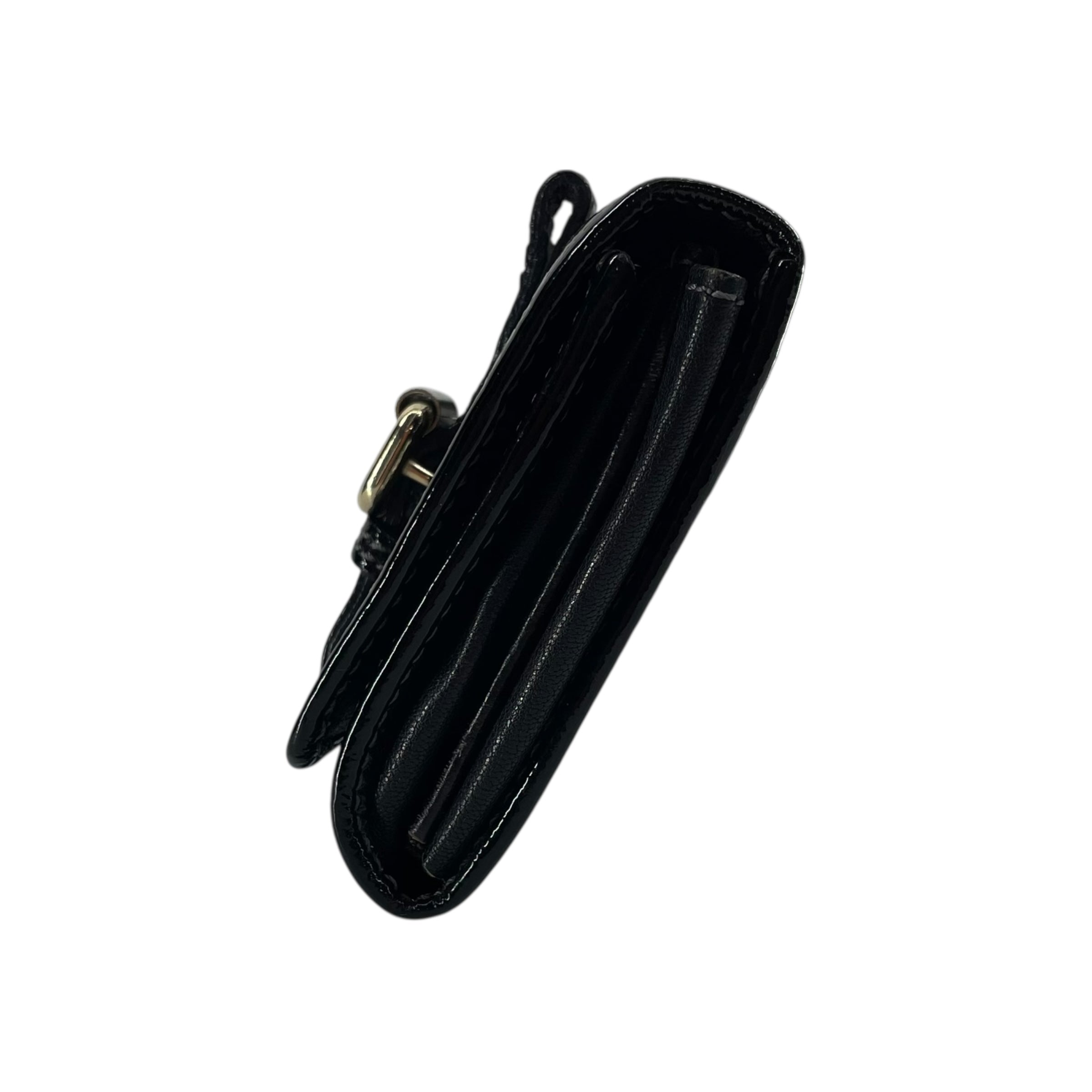Chloe/Trifold Wallet/Leather/BLK/PATENT GOLD HARDWARE view 4