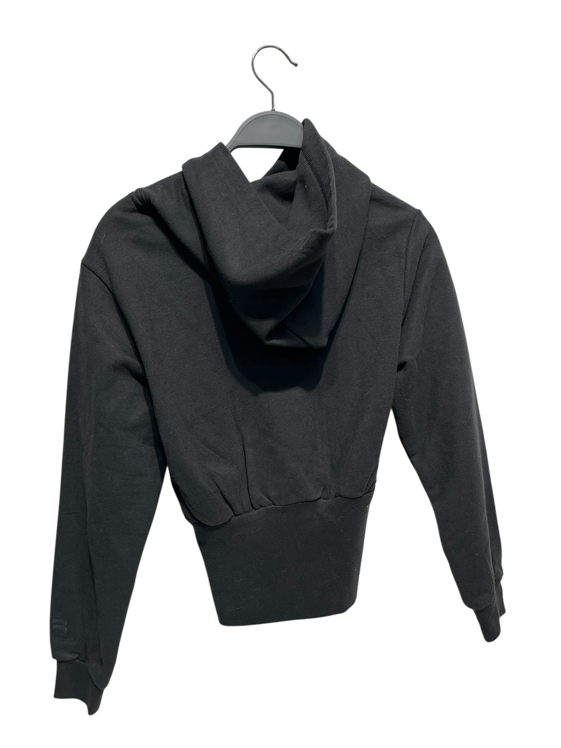 BALENCIAGA/Hoodie/XS/Cotton/BLK/Pullover/undersized/cropped plain hoodi view 2