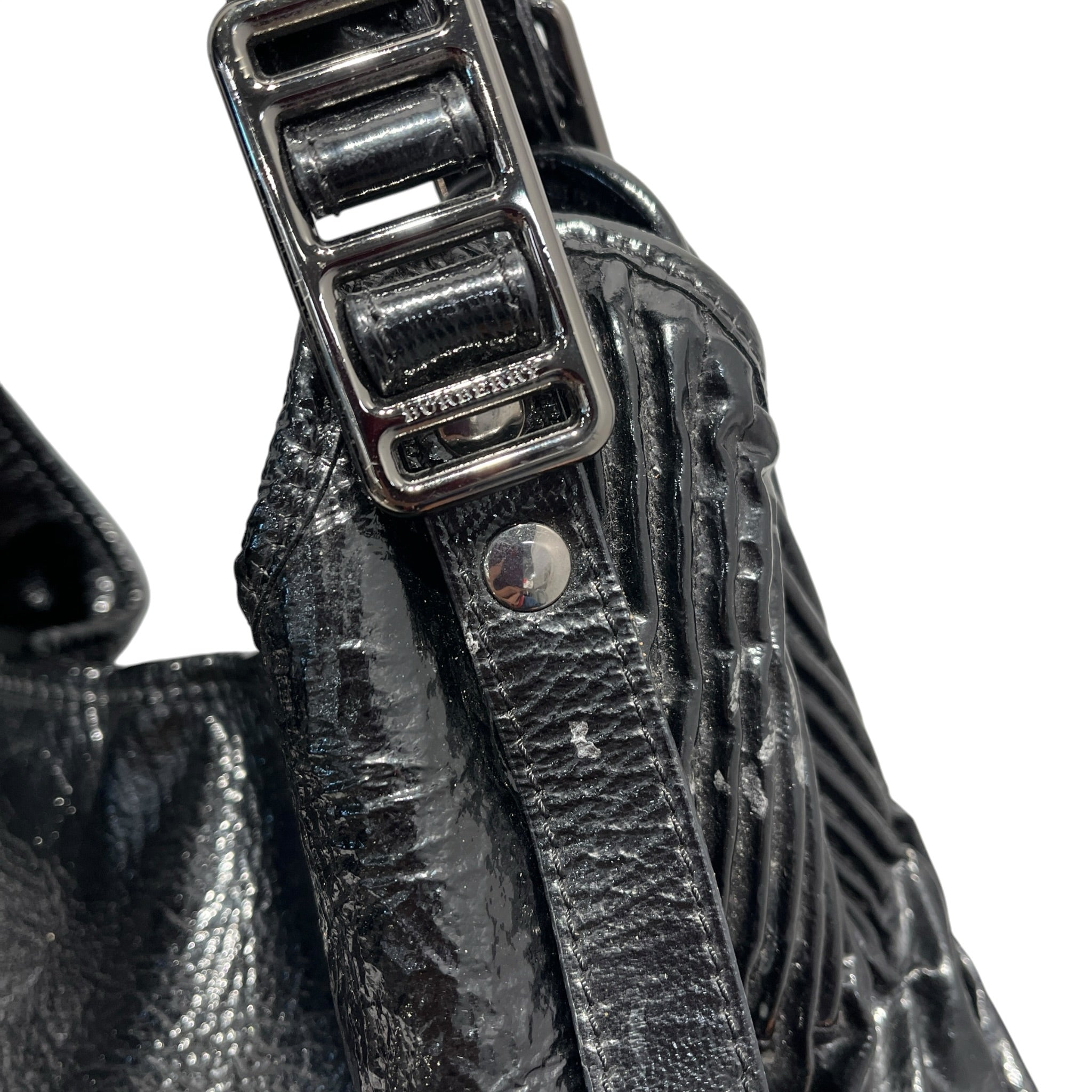 BURBERRY LONDON/Tote Bag/Leather/BLK/PATENT LEATHER TOTE view 9