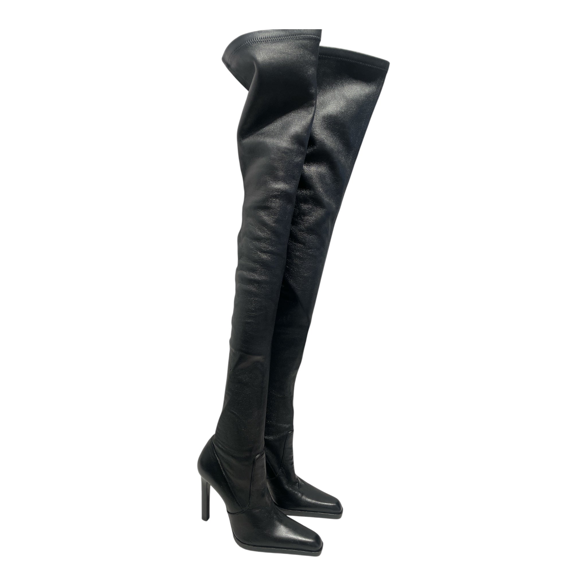 SAINT LAURENT/Long Boots/EU 38/Leather/BLK/Over The Knee Leather Boot view 1