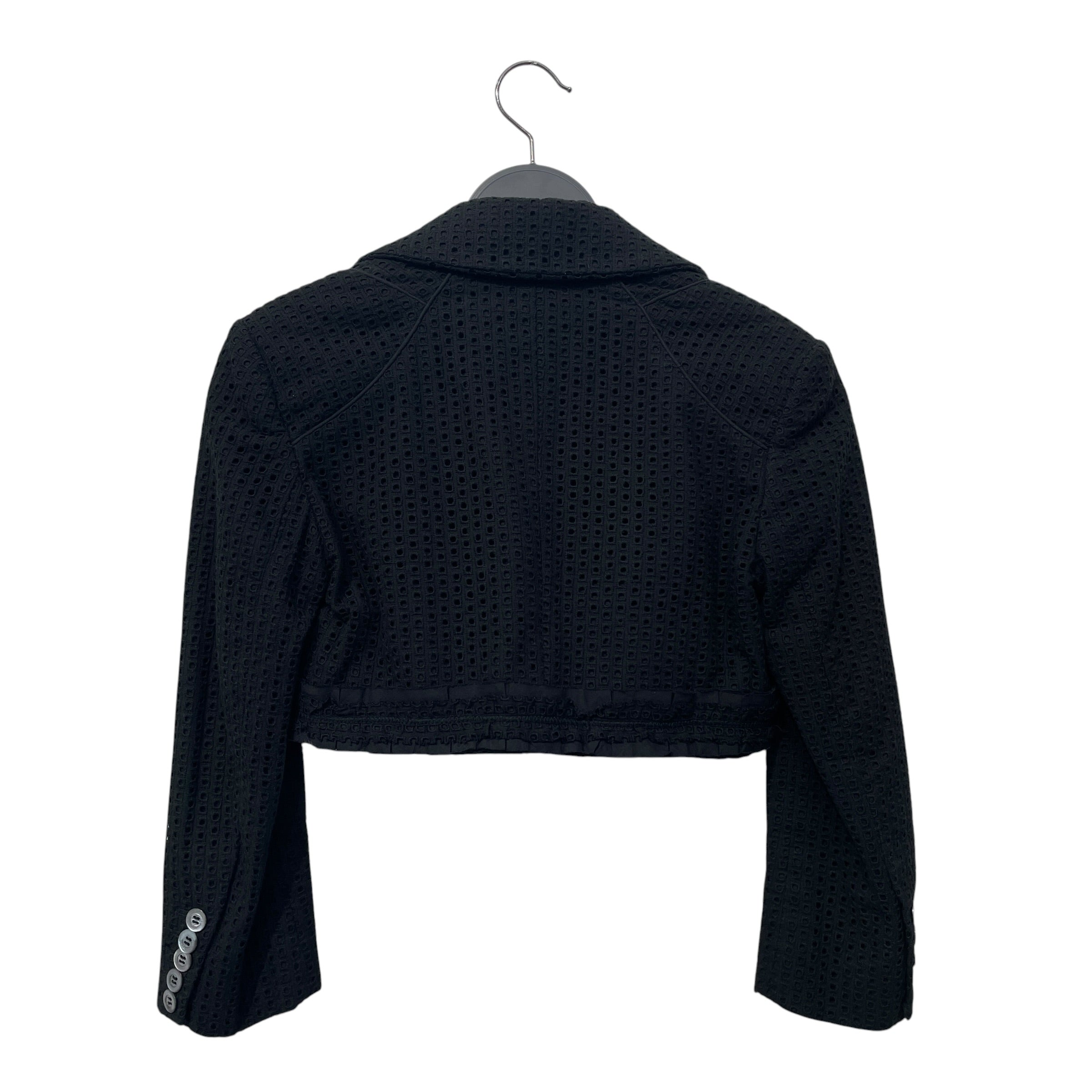 Alexander McQueen/Tailored Jkt/36/Cotton/BLK/cropped collared jacket view 2